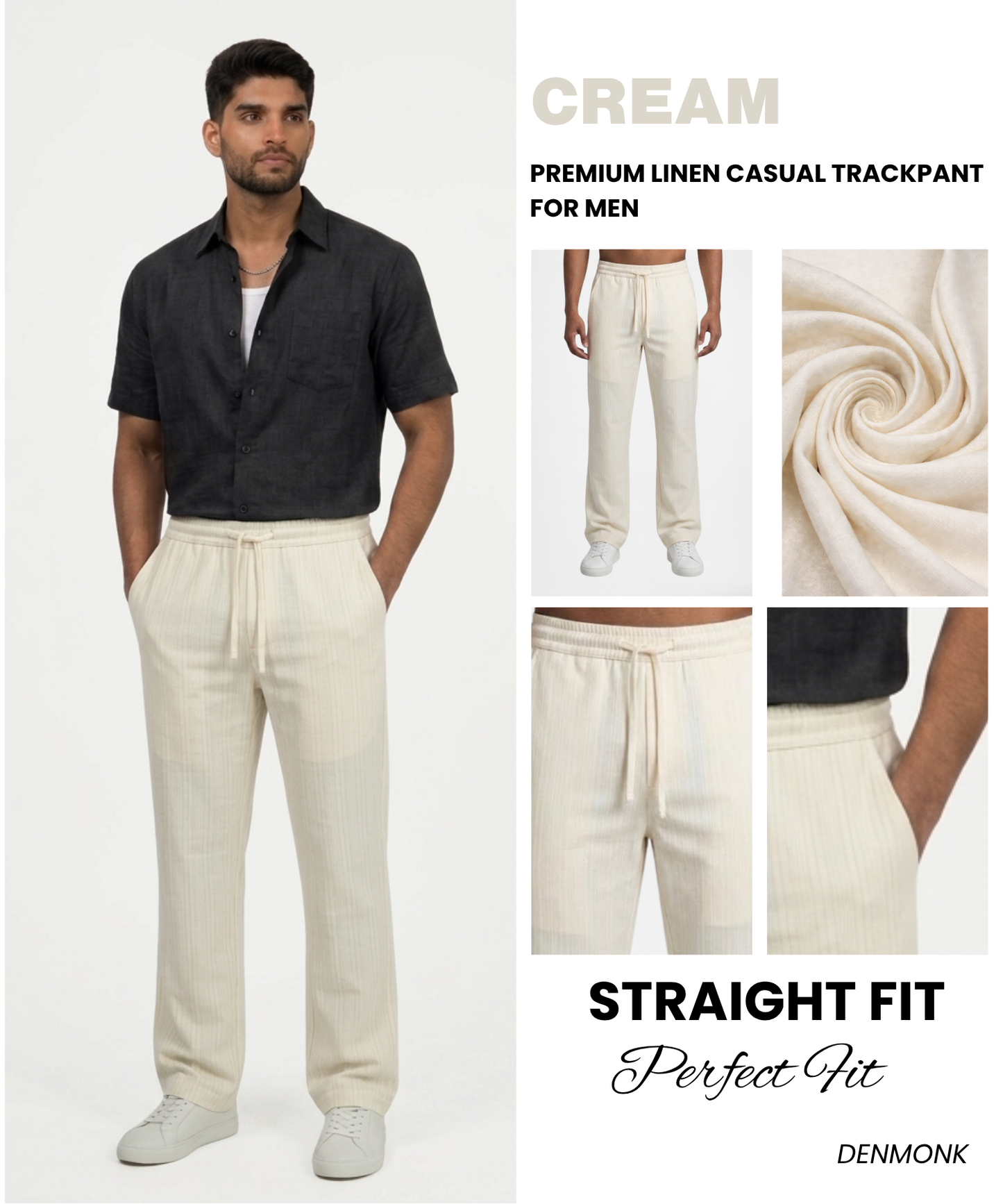 Men’s Premium Linen Casual Track Pants – Lightweight Comfort Straight Fit