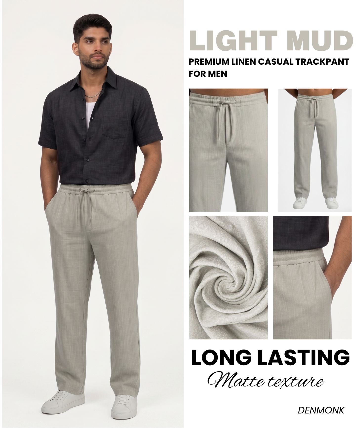 Men’s Premium Linen Casual Track Pants – Lightweight Comfort Straight Fit