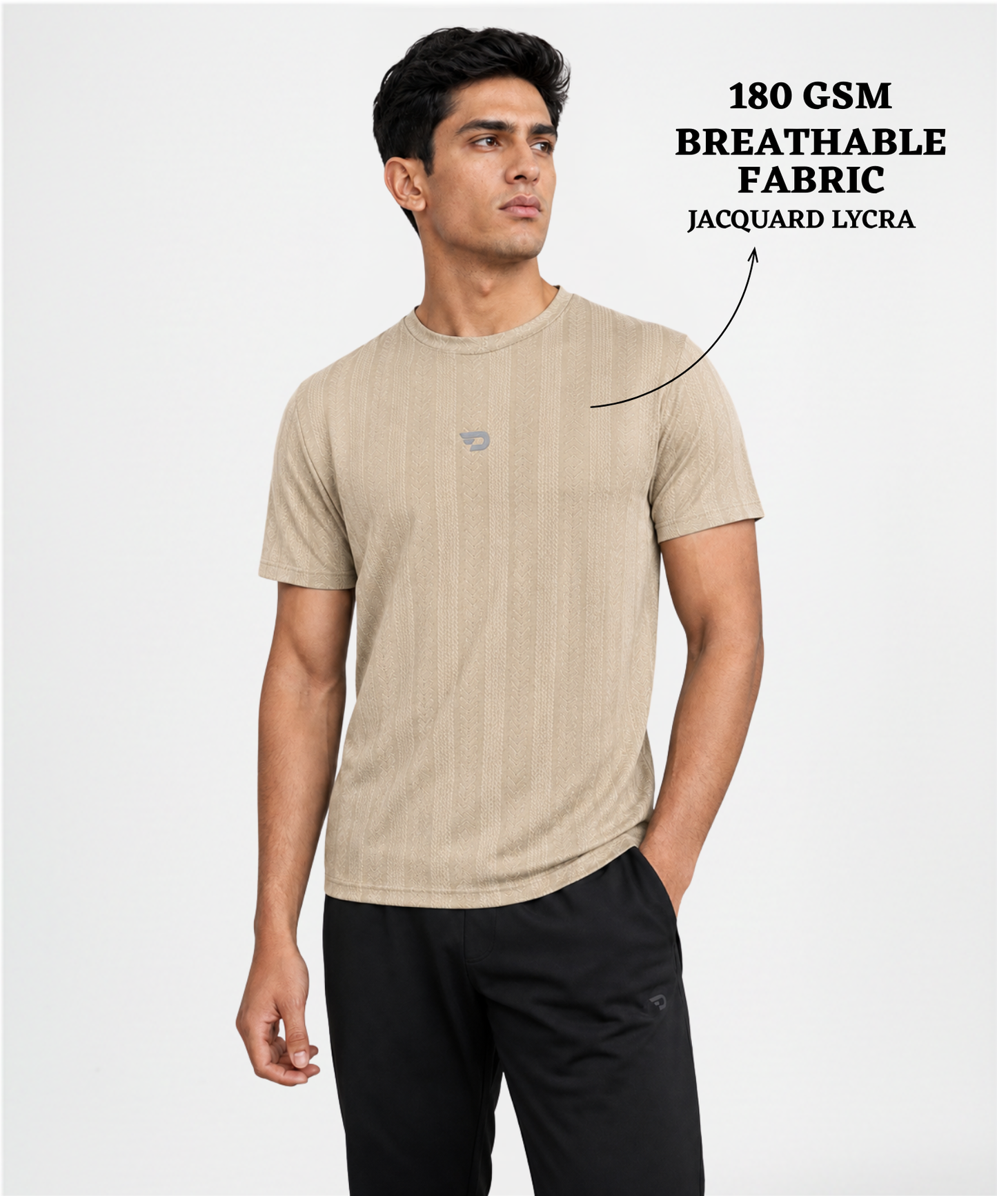 Men’s Imported Jacquard Lycra T-Shirt | 180 GSM | Regular Fit | Half Sleeve