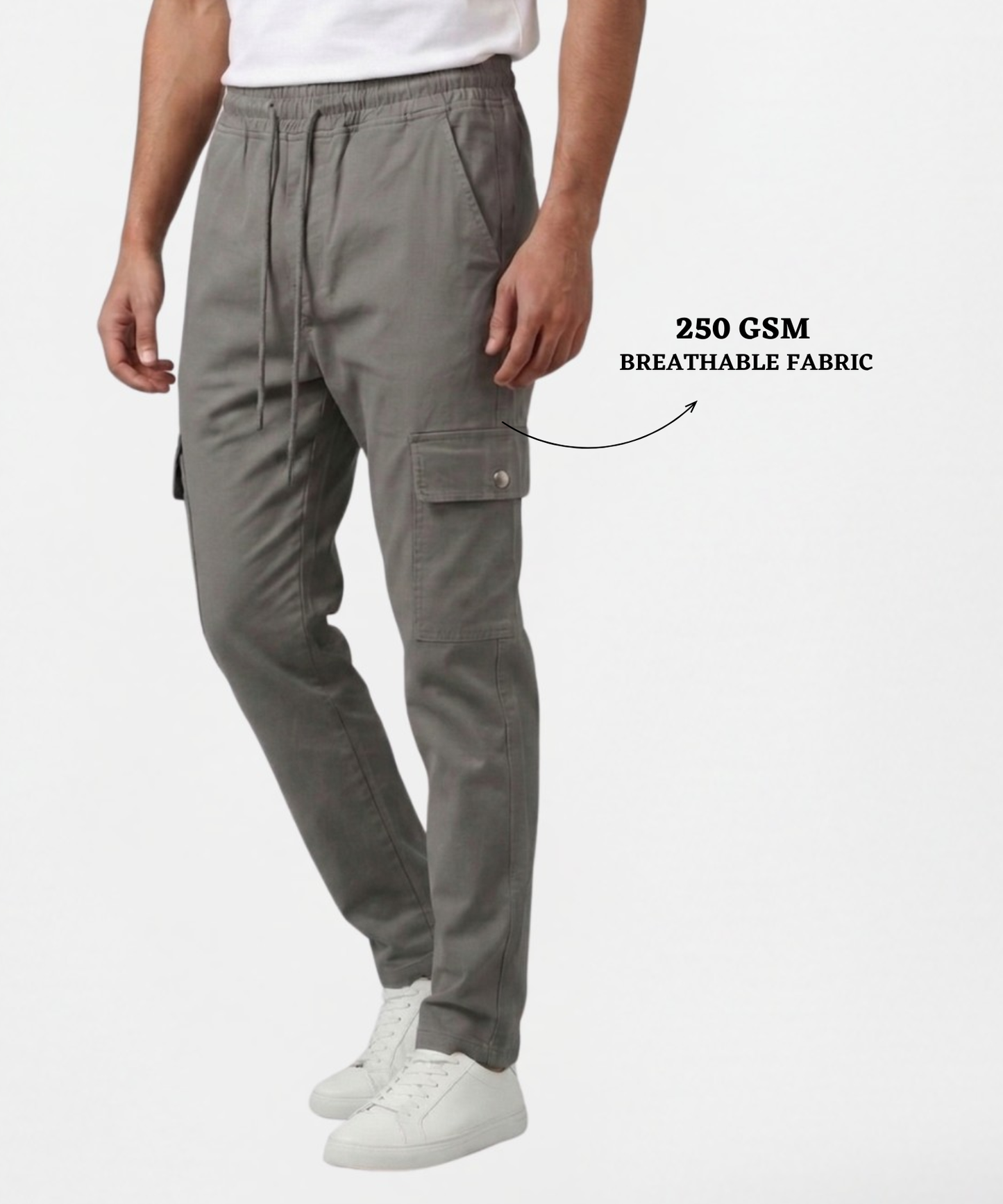 Men’s Premium Cotton Lycra Cargo Track Pants (250 GSM) – Stretchable, Comfortable Fit