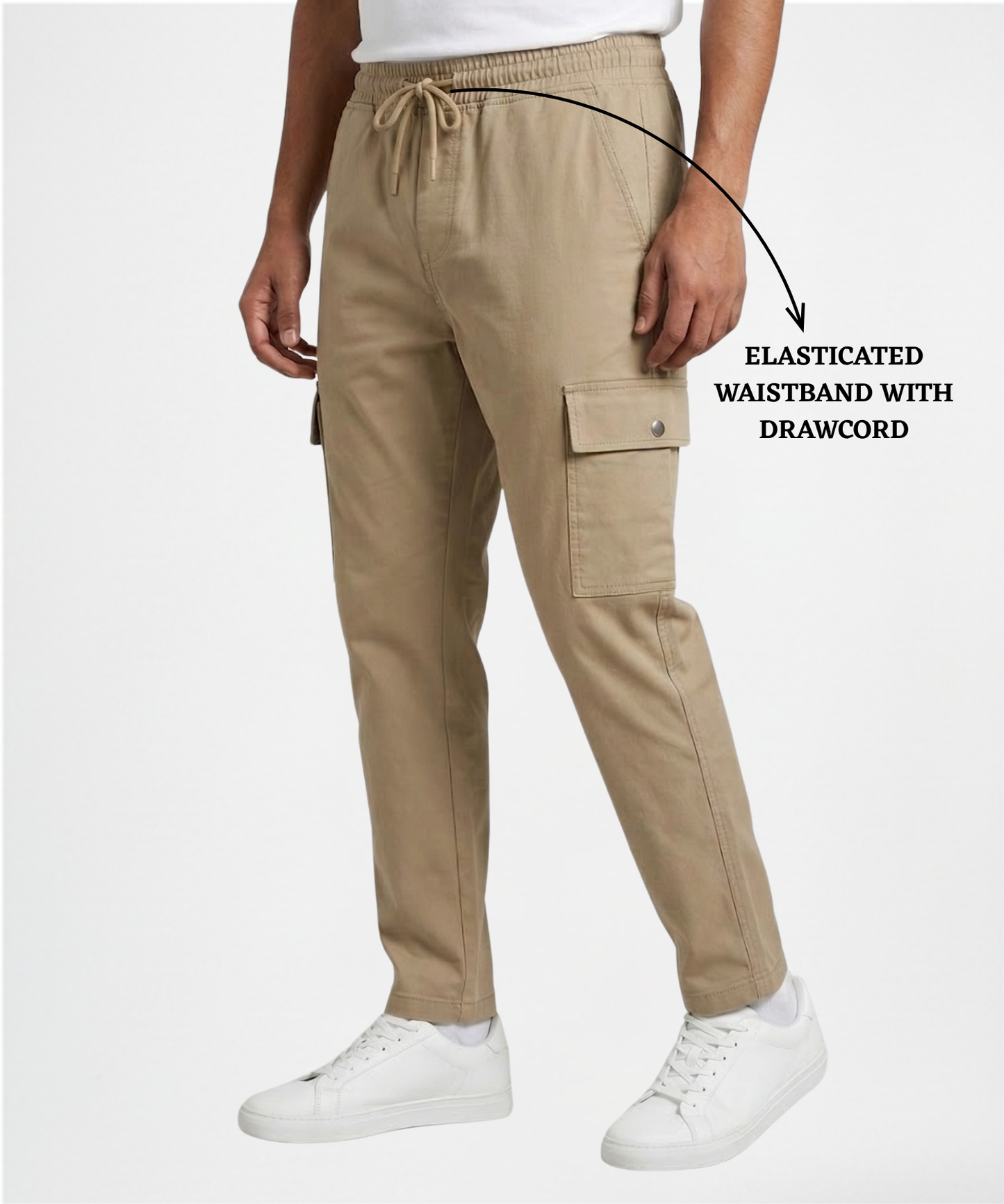 Men’s Premium Cotton Lycra Cargo Track Pants (250 GSM) – Stretchable, Comfortable Fit