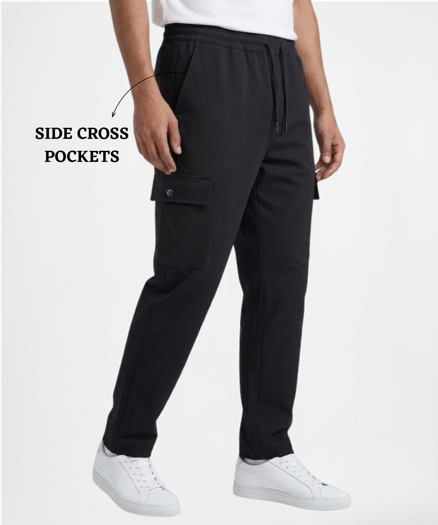 Men’s Premium Cotton Lycra Cargo Track Pants (250 GSM) – Stretchable, Comfortable Fit