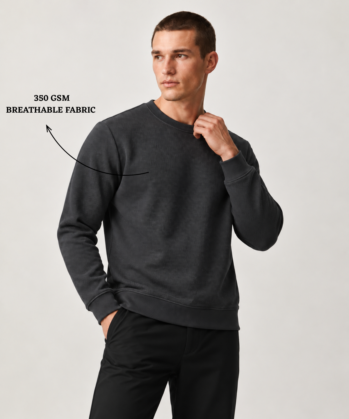 Premium Cotton Matty Fleece Round Neck Sweatshirt (GSM 350) | DOD