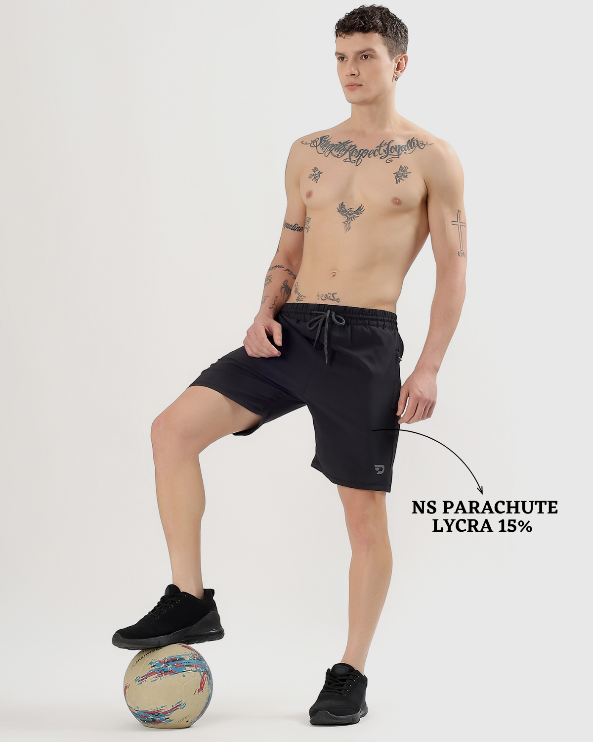 Men’s Solid Active Shorts - Imported Ns Parachute Lycra (15% Lycra 130 GSM)
