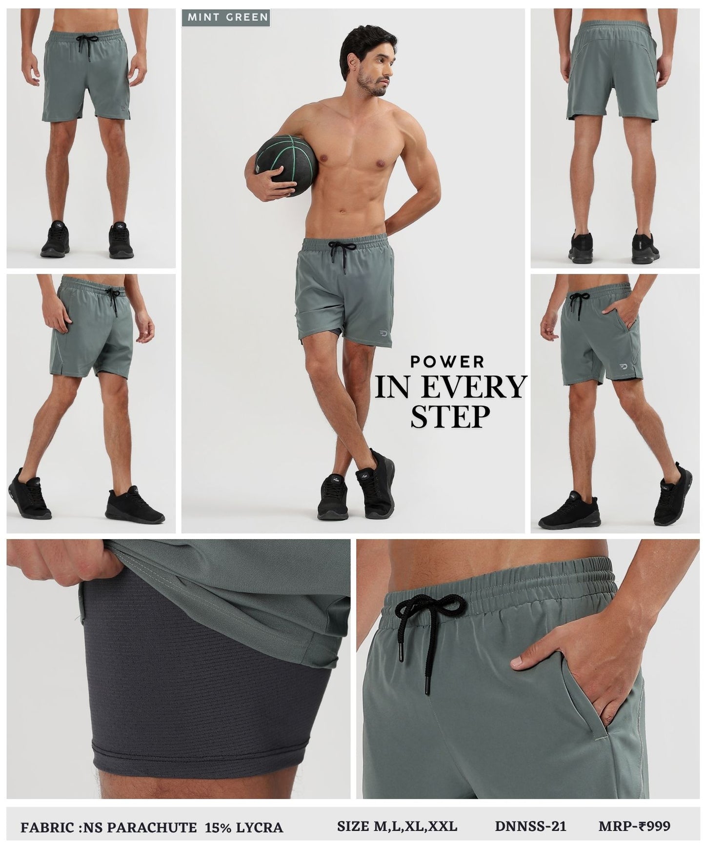 FlexStride  2-in-1 Shorts - Imported Ns Parachute Lycra Shorts (15% Lycra 130)