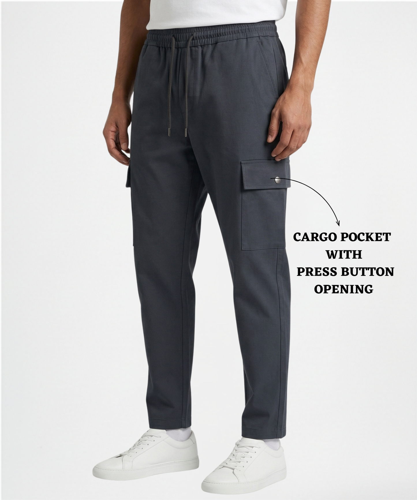 Men’s Premium Cotton Lycra Cargo Track Pants (250 GSM) – Stretchable, Comfortable Fit