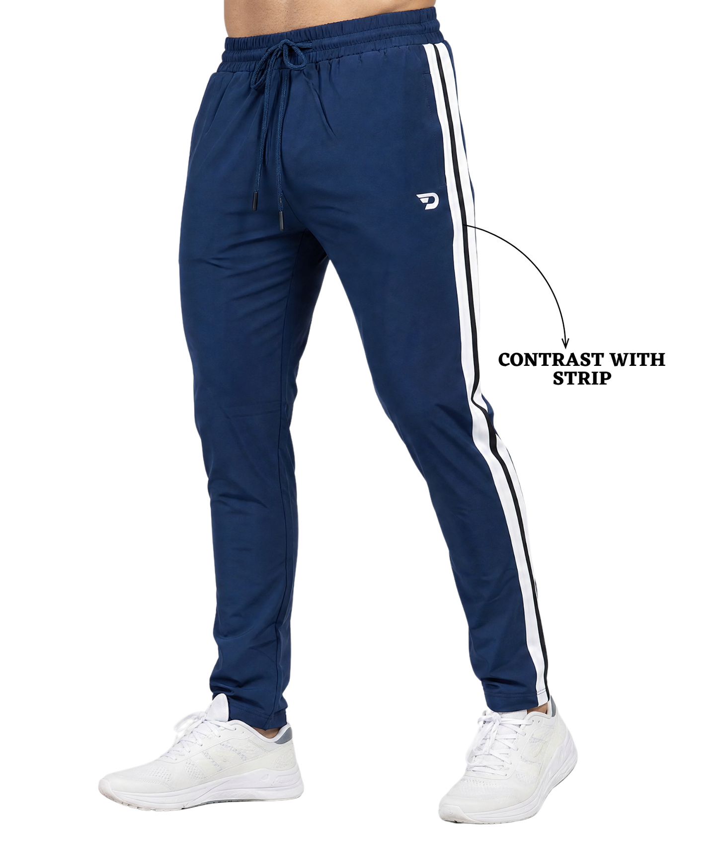 Men's Imported NS Parachute Lycra Track Pants | 20% Lycra 145 GSM | Contrast with Side Stripe | Slim Fit