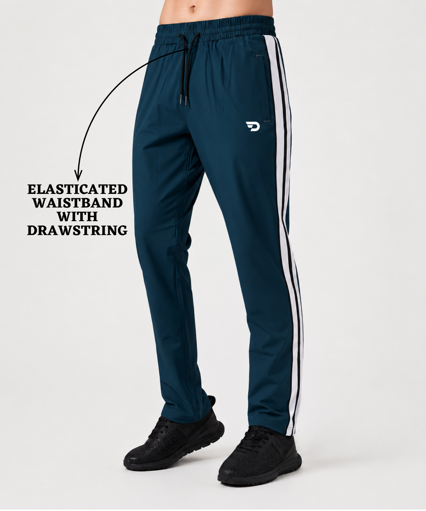 Men's Imported NS Parachute Lycra Track Pants | 20% Lycra 145 GSM | Contrast with Side Stripe | Slim Fit