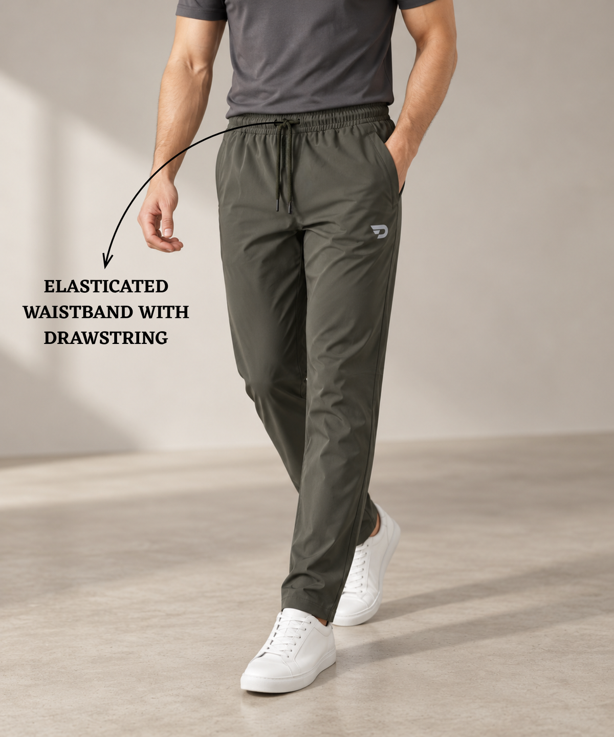 Denmonk Men's Imported Nylon Terry Track Pants | 180–190 GSM | Slim Fit