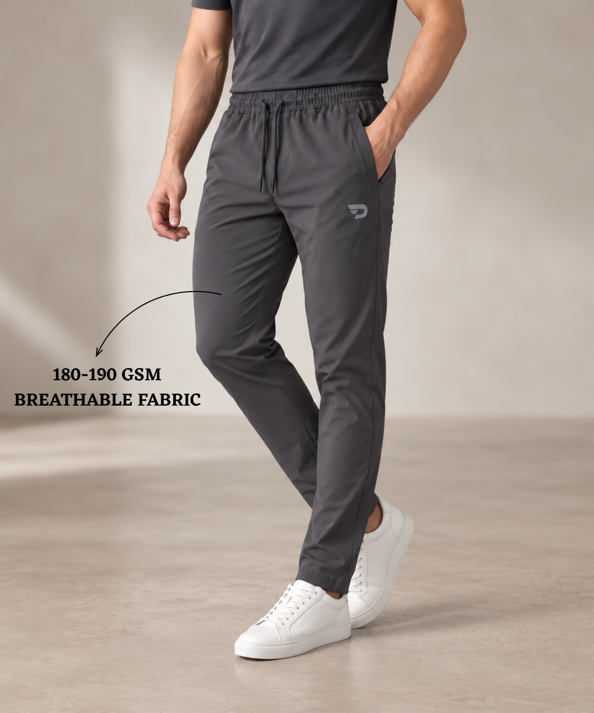 Denmonk Men's Imported Nylon Terry Track Pants | 180–190 GSM | Slim Fit