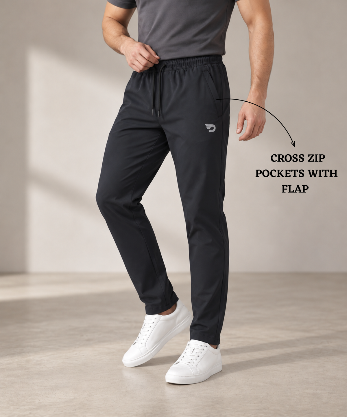 Denmonk Men's Imported Nylon Terry Track Pants | 180–190 GSM | Slim Fit