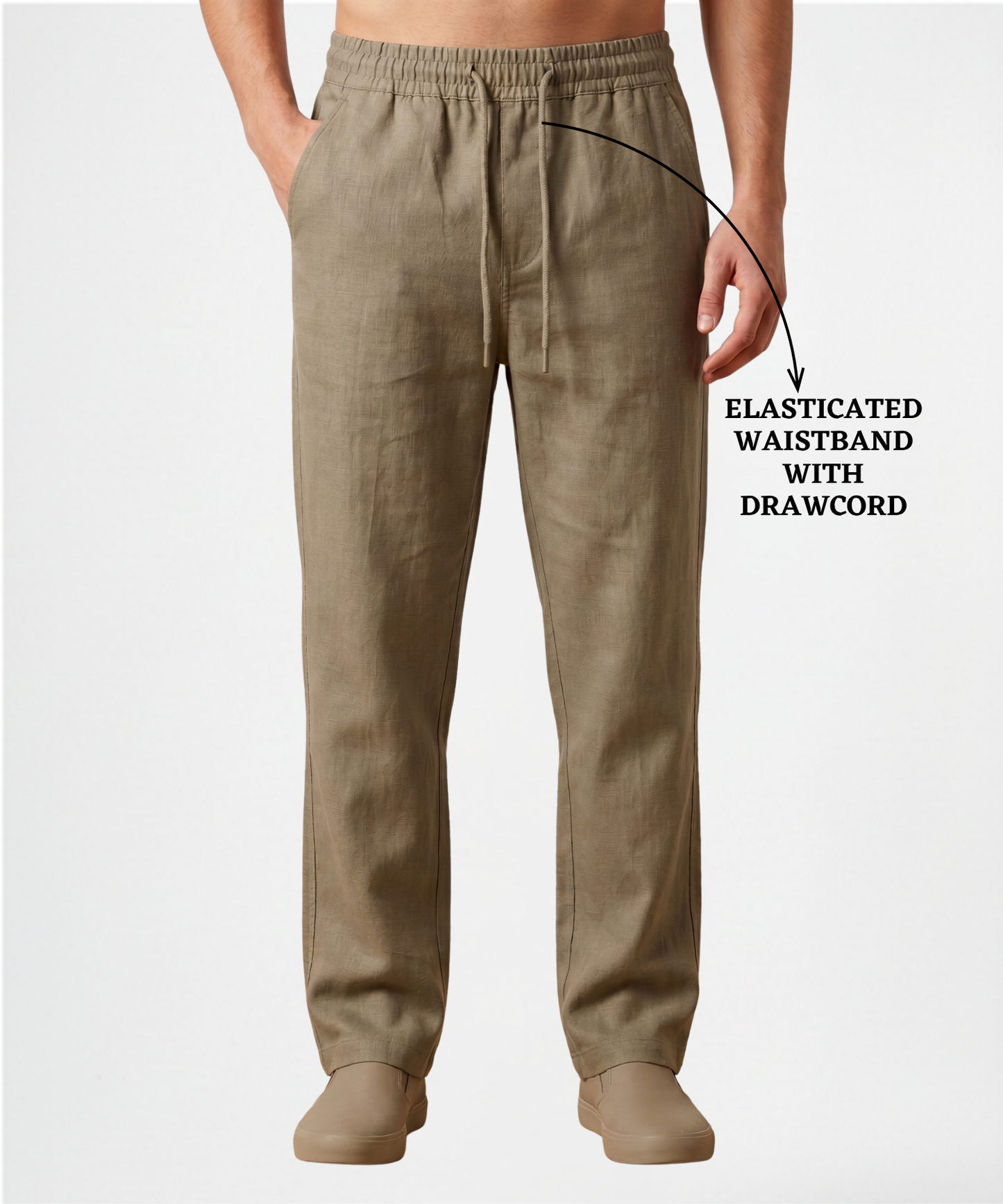 Premium Cotton Linen Slub Lycra Casual Pants – Comfort Fit | DOD