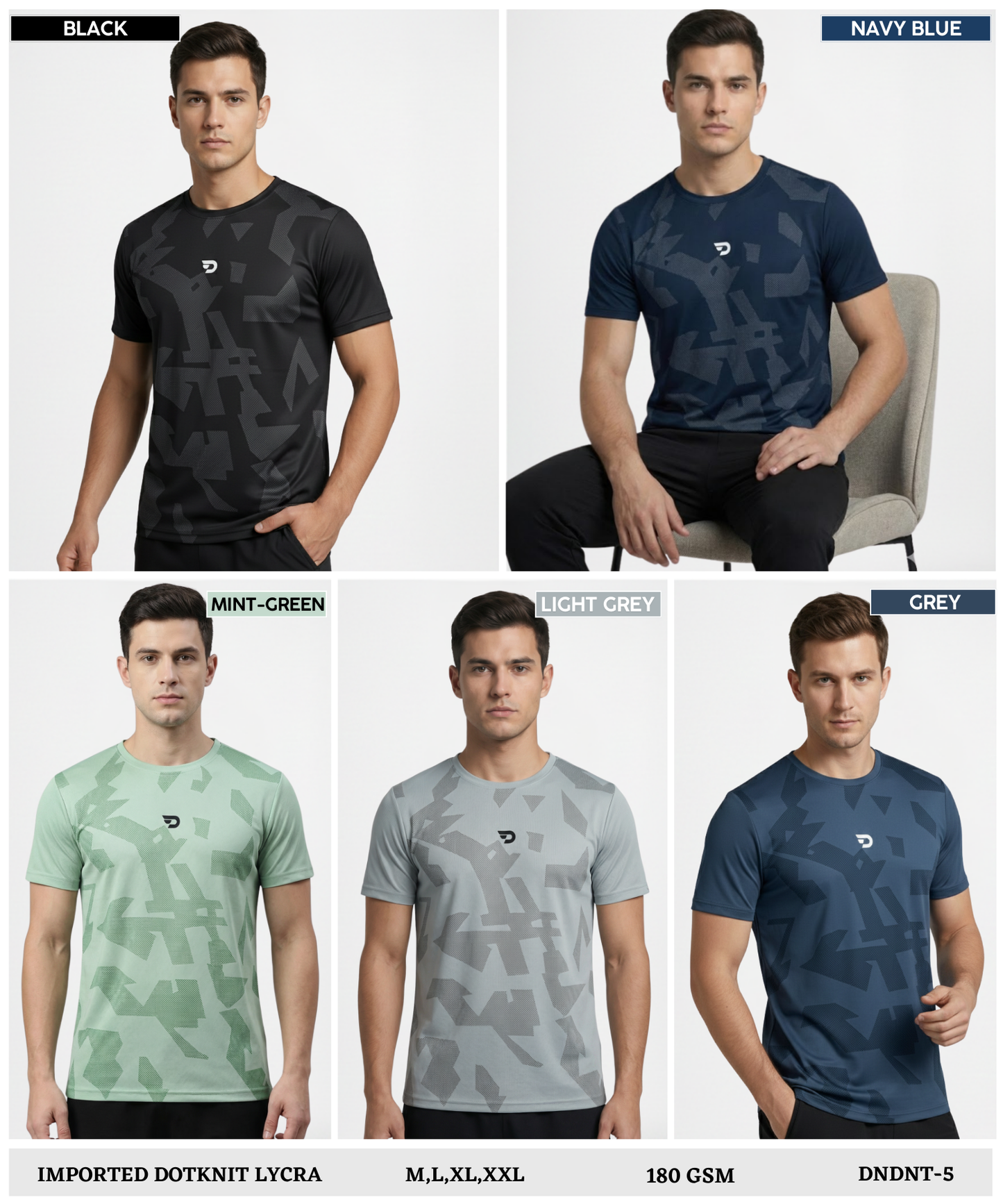 Imported Dotknit Lycra T-Shirt – GSM 180 | Lightweight Stretch | Premium Casual Wear