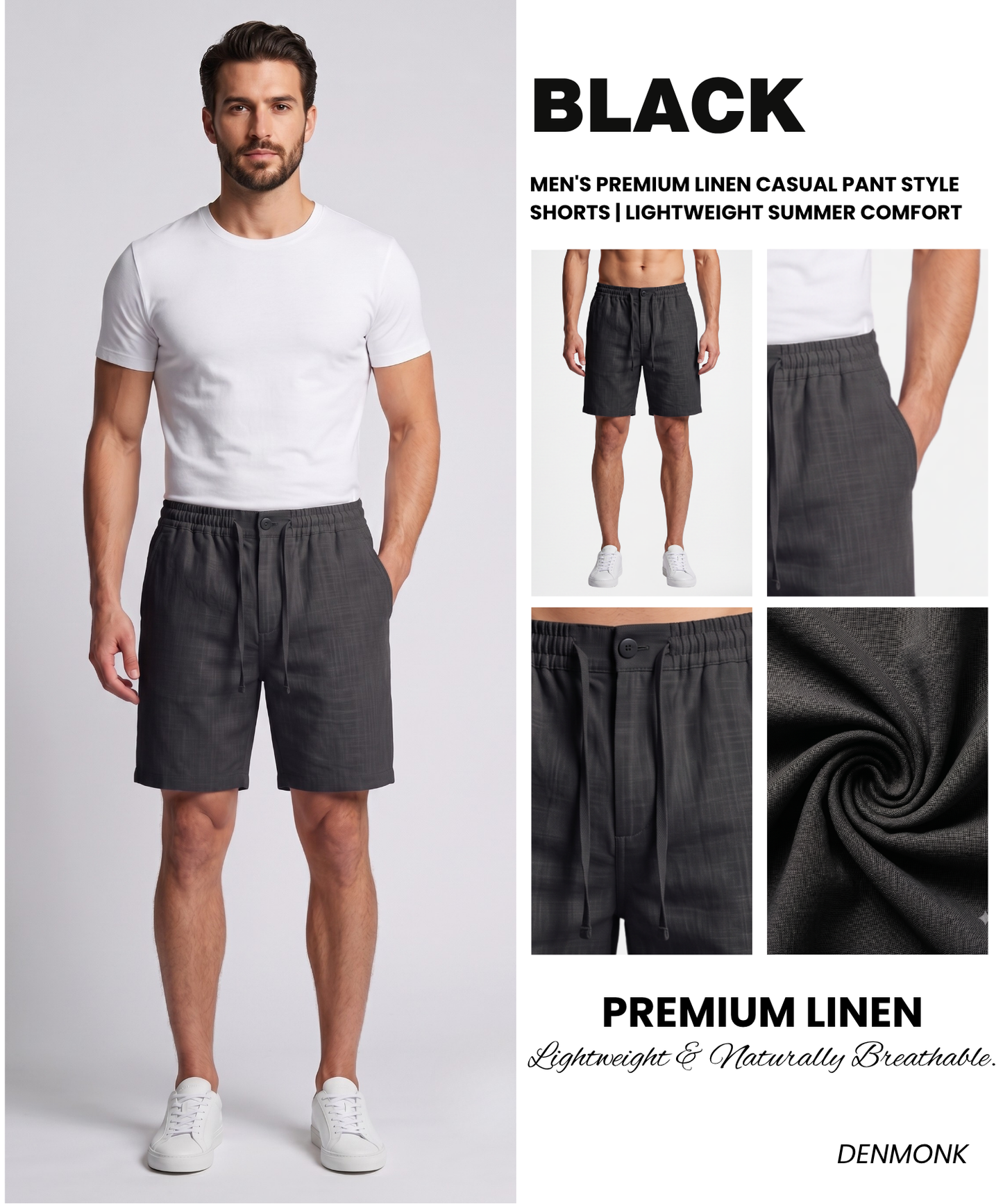 Men's Premium Linen Pant Style Shorts | Lightweight Summer Comfort