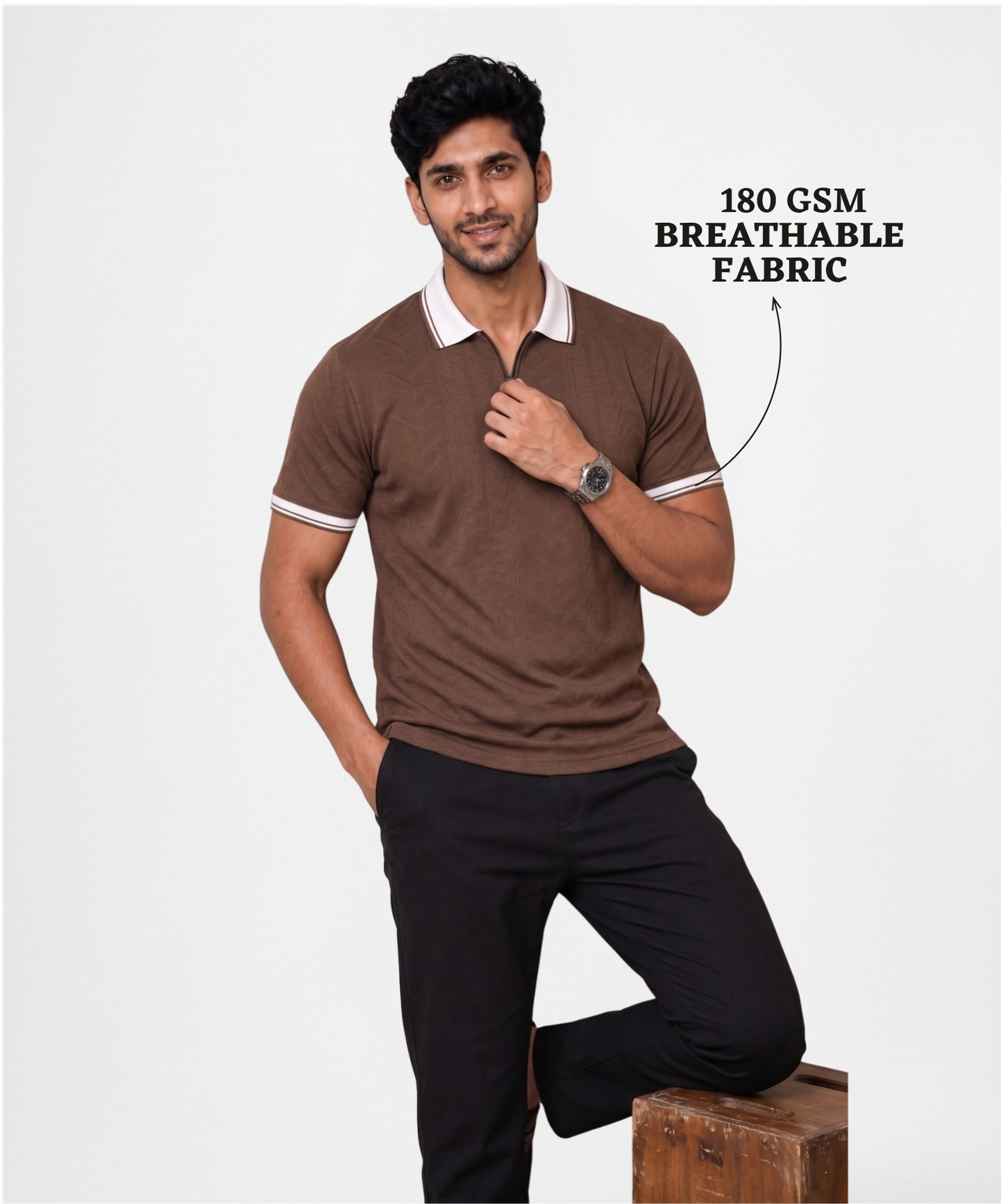 Men's Imported Jacquard Lycra Half Sleeve Polo T-Shirt | Regular Fit | Everyday Comfort