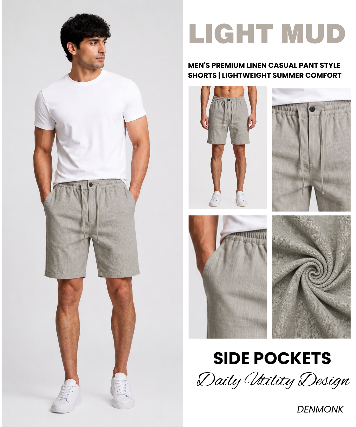 Men's Premium Linen Pant Style Shorts | Lightweight Summer Comfort