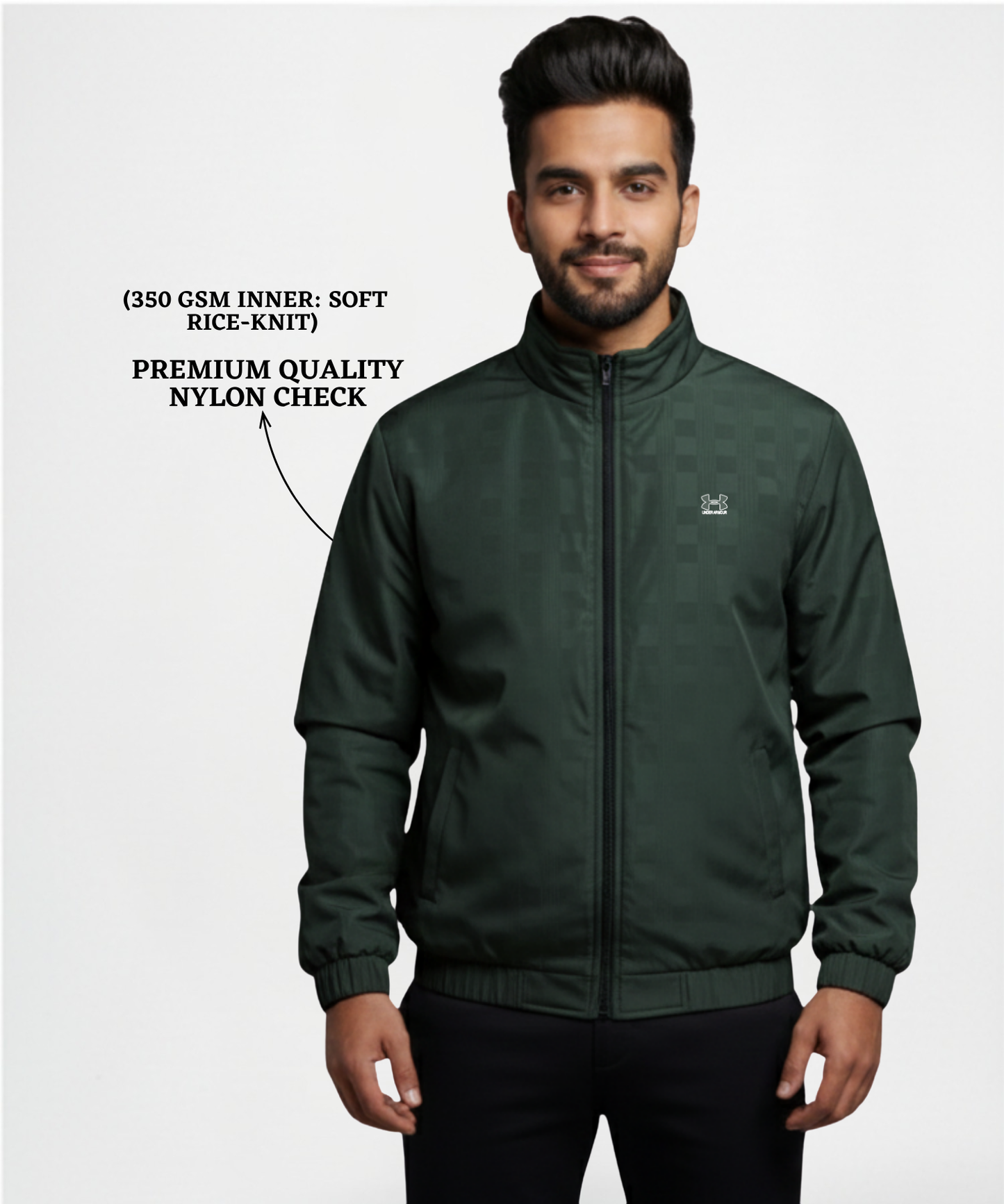 Premium Quality Nylon Check Windcheater Jackets (GSM 350, Rice-knit fabric inside )