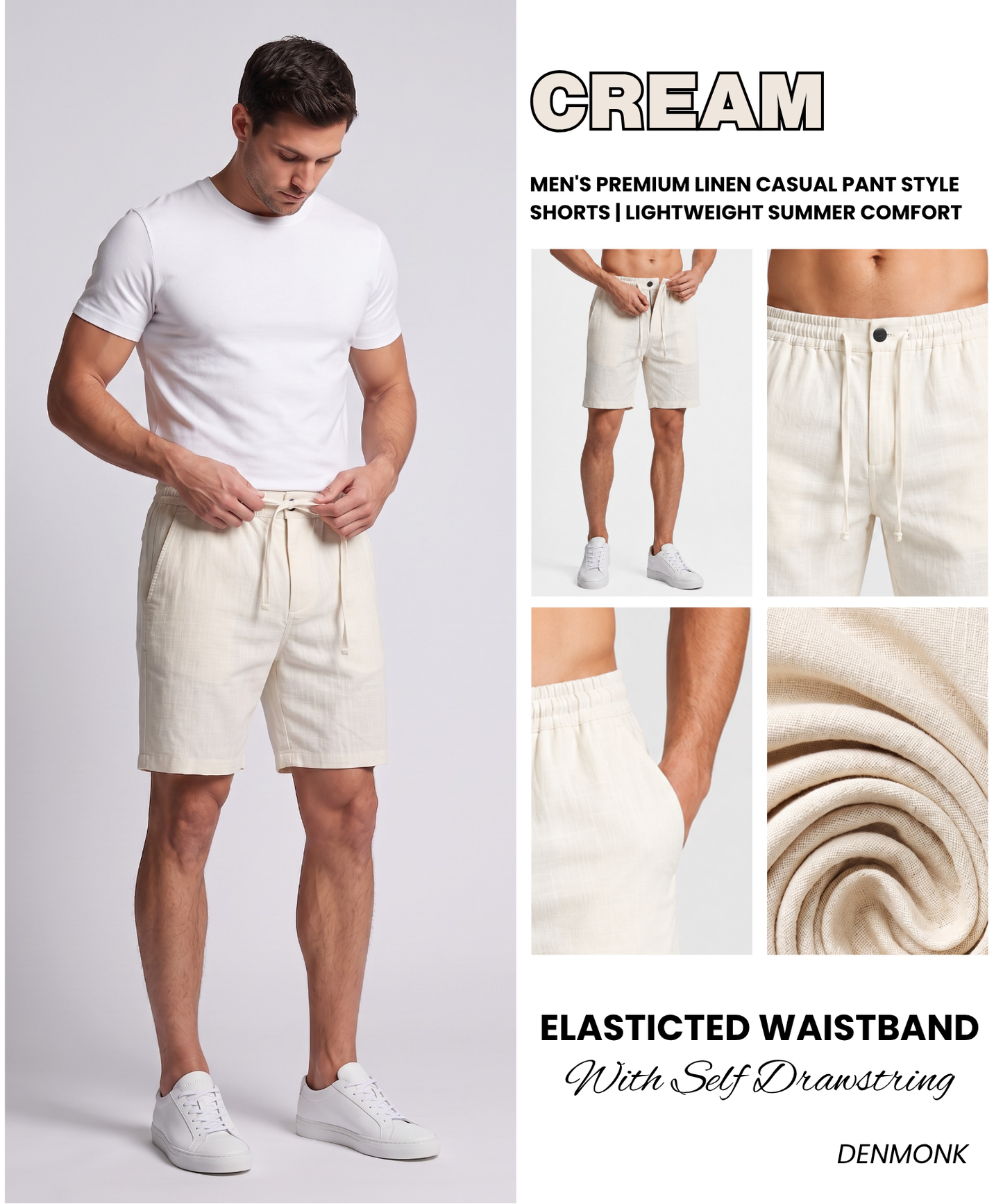 Men's Premium Linen Pant Style Shorts | Lightweight Summer Comfort