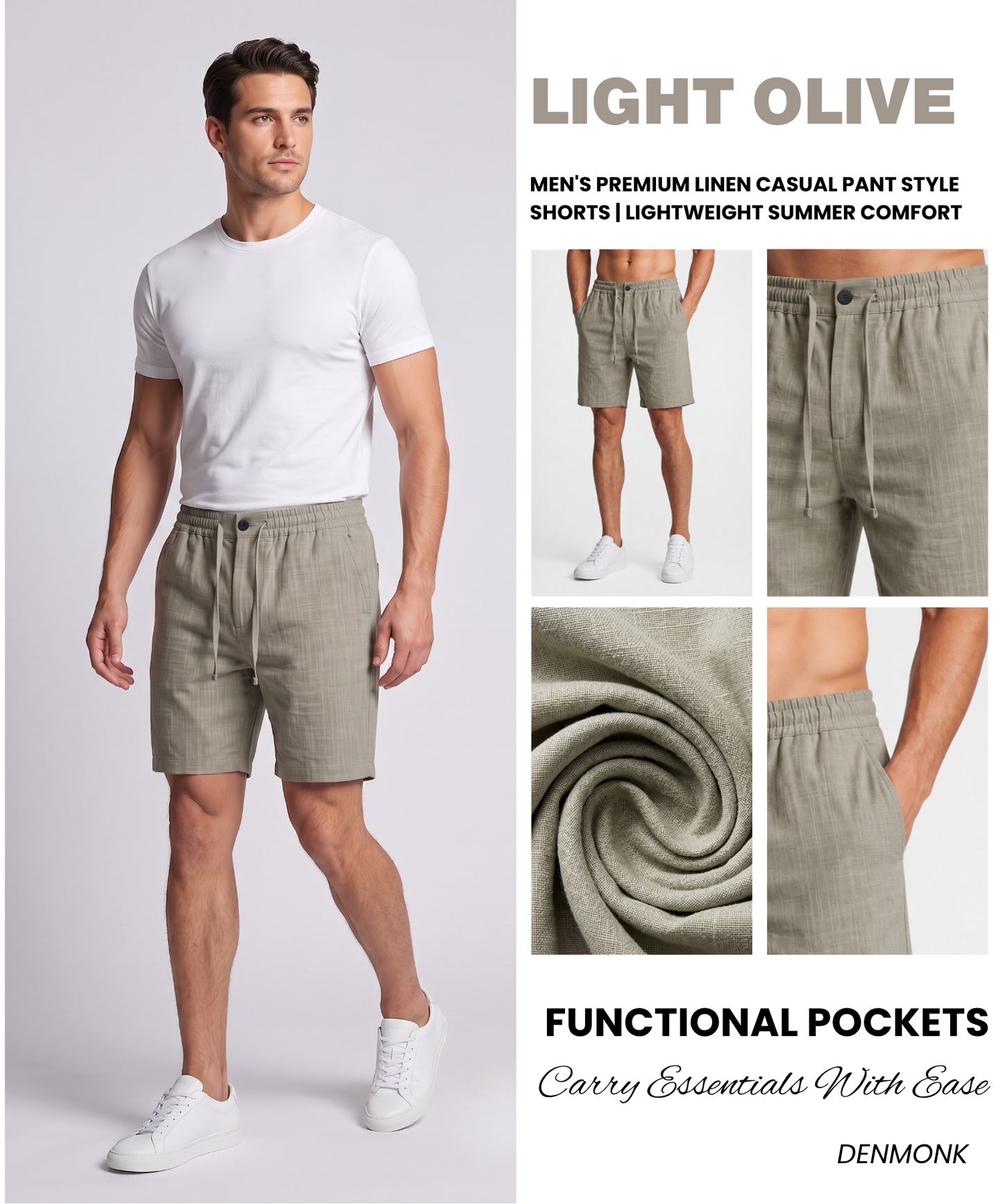 Men's Premium Linen Pant Style Shorts | Lightweight Summer Comfort