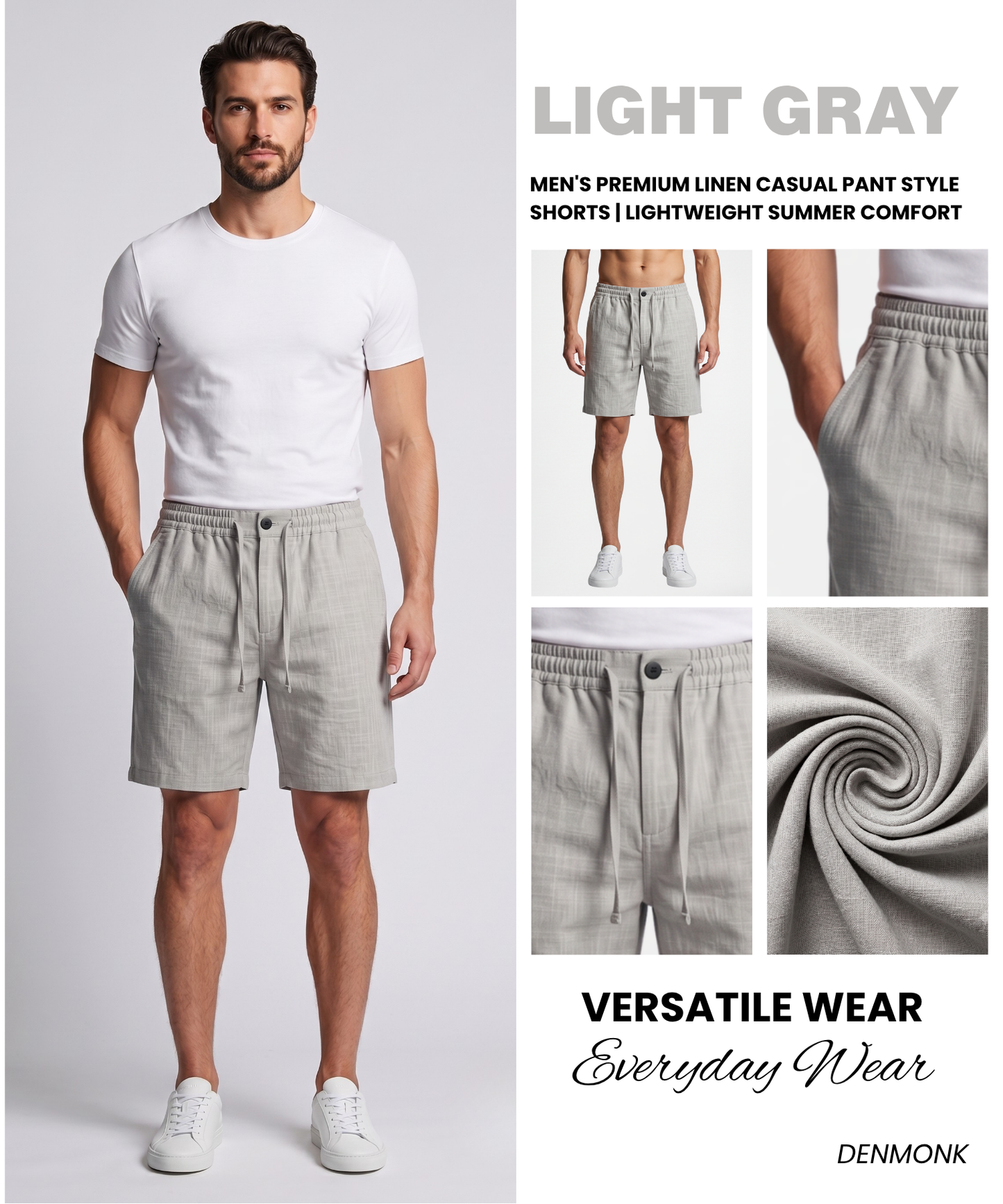 Men's Premium Linen Pant Style Shorts | Lightweight Summer Comfort