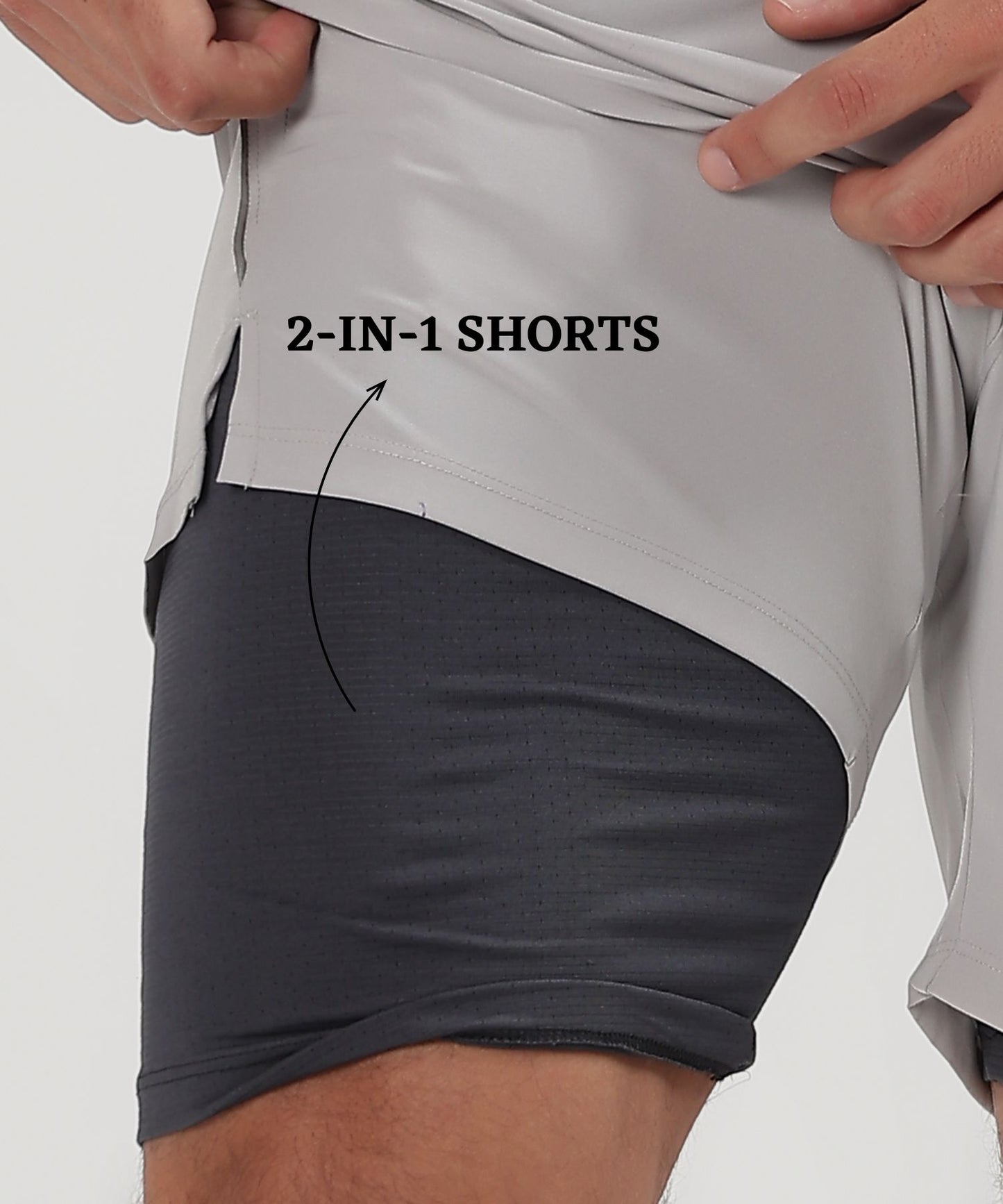FlexStride  2-in-1 Shorts - Imported Ns Parachute Lycra Shorts (15% Lycra 130)