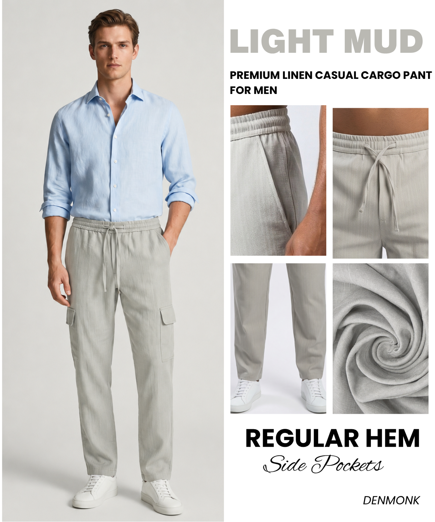 Men's Premium Linen Blend Comfort Fit Cargo Track Pants | Breathable Casual TrackPant