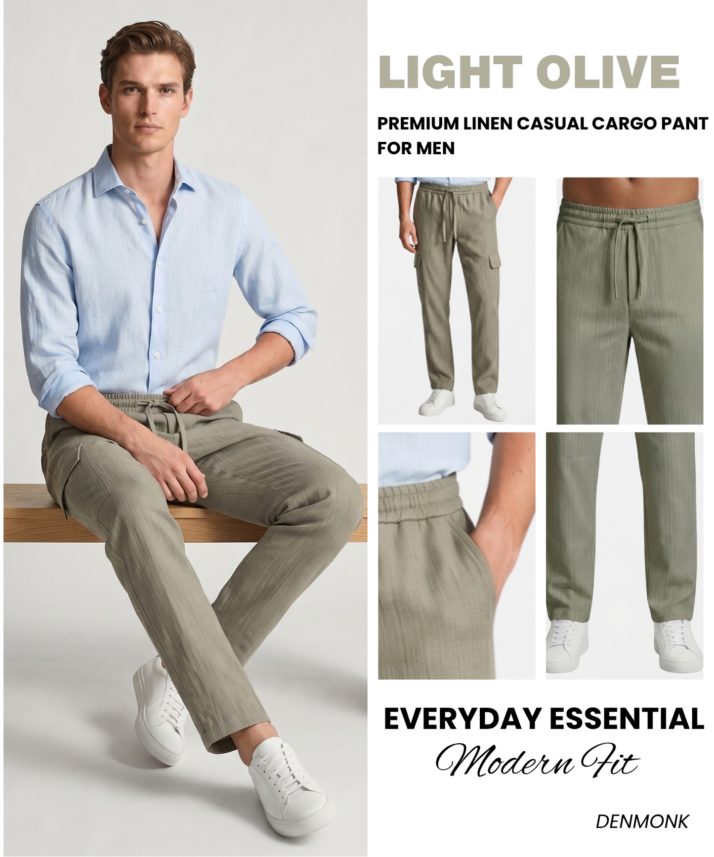 Men's Premium Linen Blend Comfort Fit Cargo Track Pants | Breathable Casual TrackPant