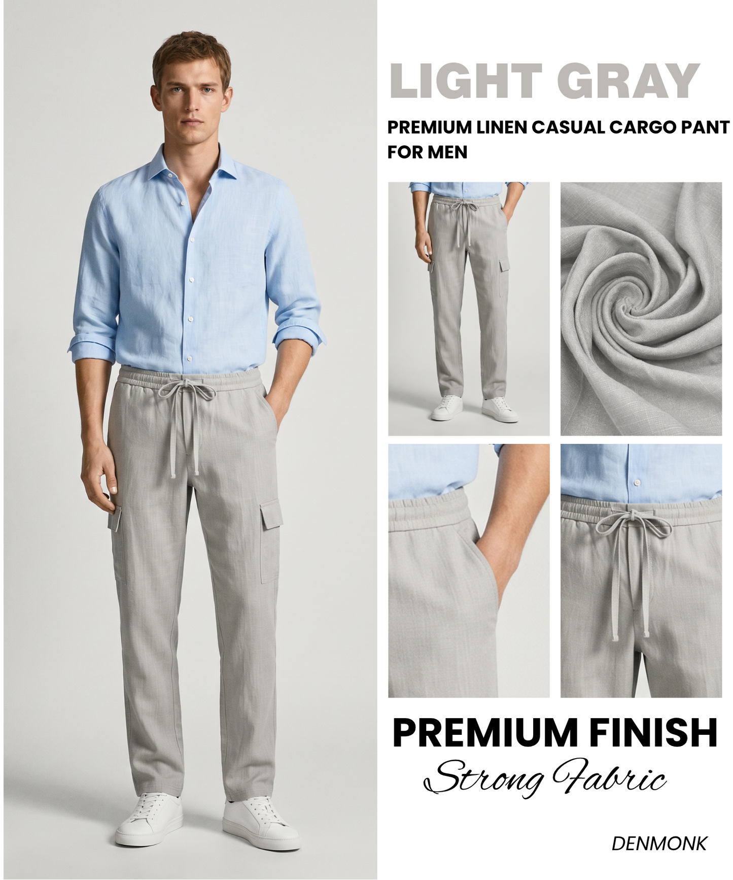 Men's Premium Linen Blend Comfort Fit Cargo Track Pants | Breathable Casual TrackPant