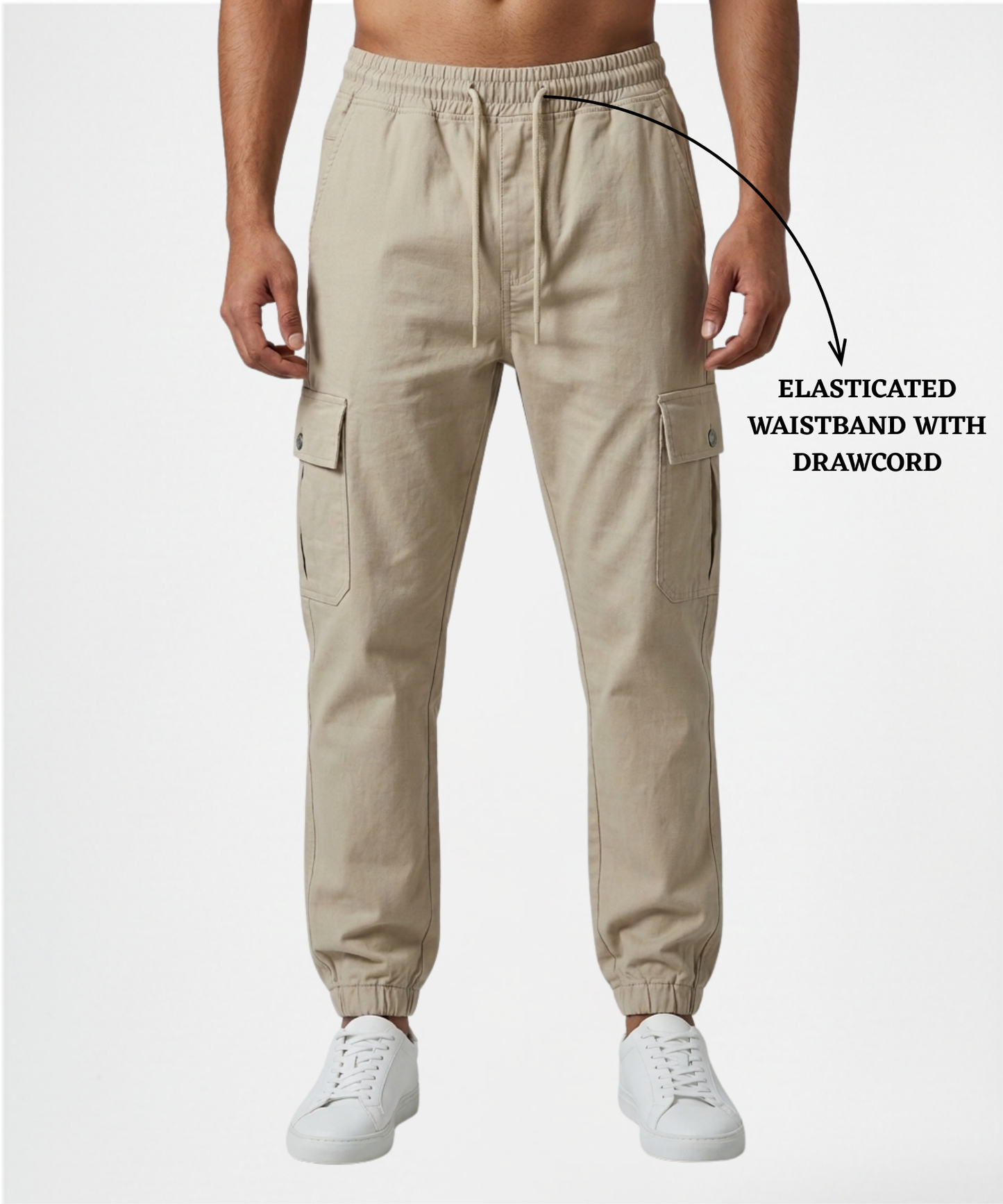 Men’s Premium Cotton Blend Cargo TrackPant (250 GSM) – Stretchable, Comfort Fit