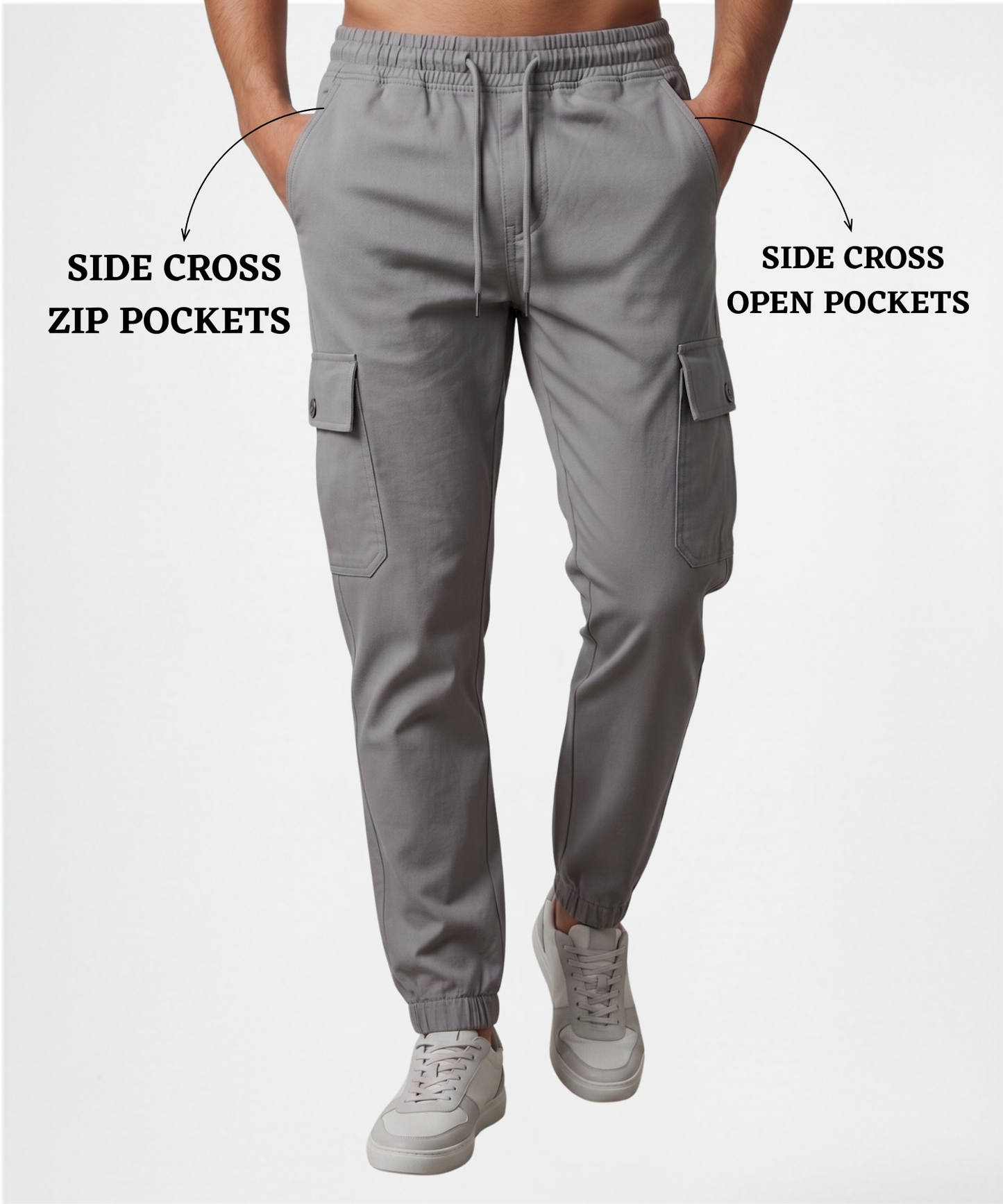 Men’s Premium Cotton Blend Cargo TrackPant (250 GSM) – Stretchable, Comfort Fit