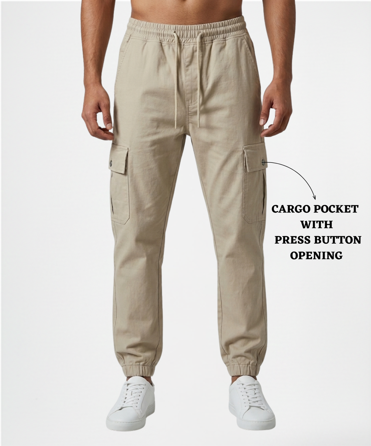 Men’s Premium Cotton Blend Cargo TrackPant (250 GSM) – Stretchable, Comfort Fit