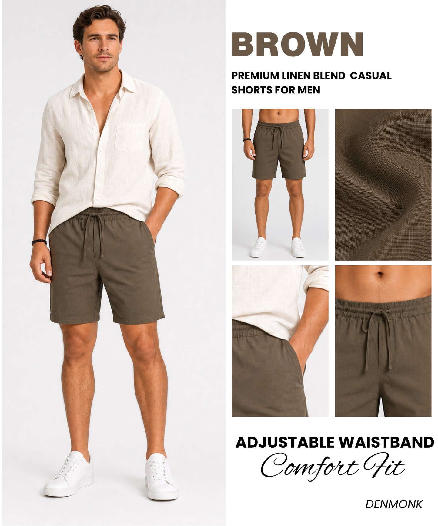 Men’s Imported Linen Blend Shorts – Soft Breathable 210 GSM Relaxed Modern Fit