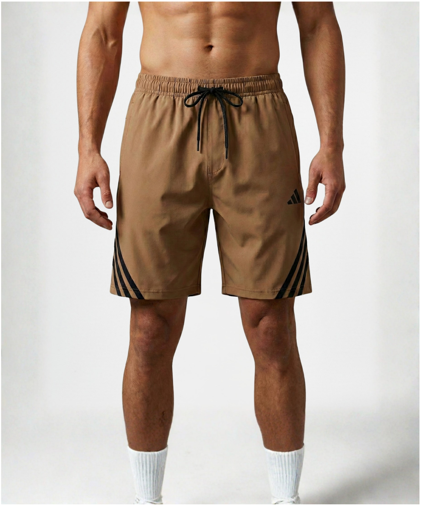 Imported Ns Parachute Lycra Shorts (15% Lycra 130 GSM) | Diagonal Triple Stripe