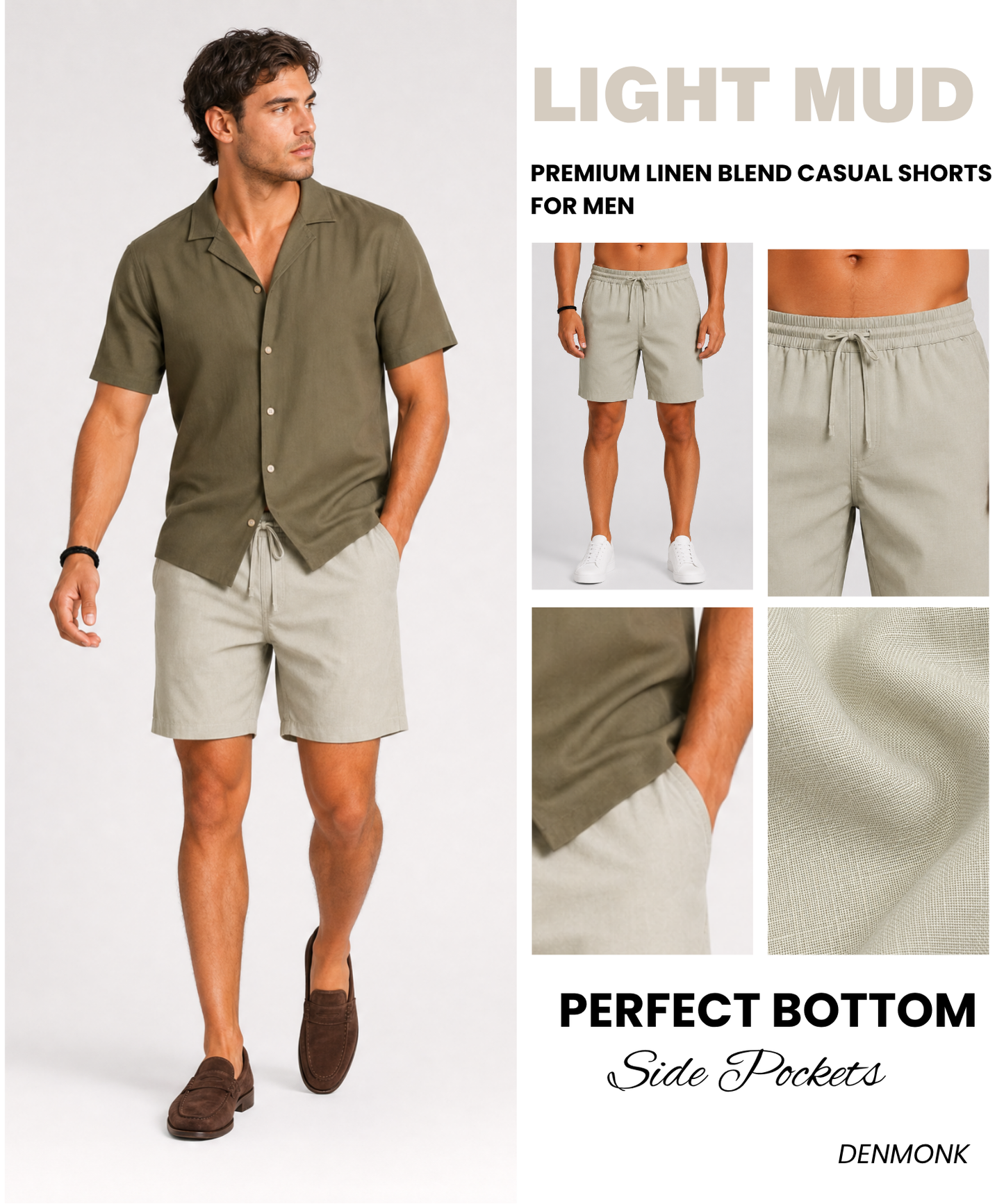 Men’s Imported Linen Blend Shorts – Soft Breathable 210 GSM Relaxed Modern Fit