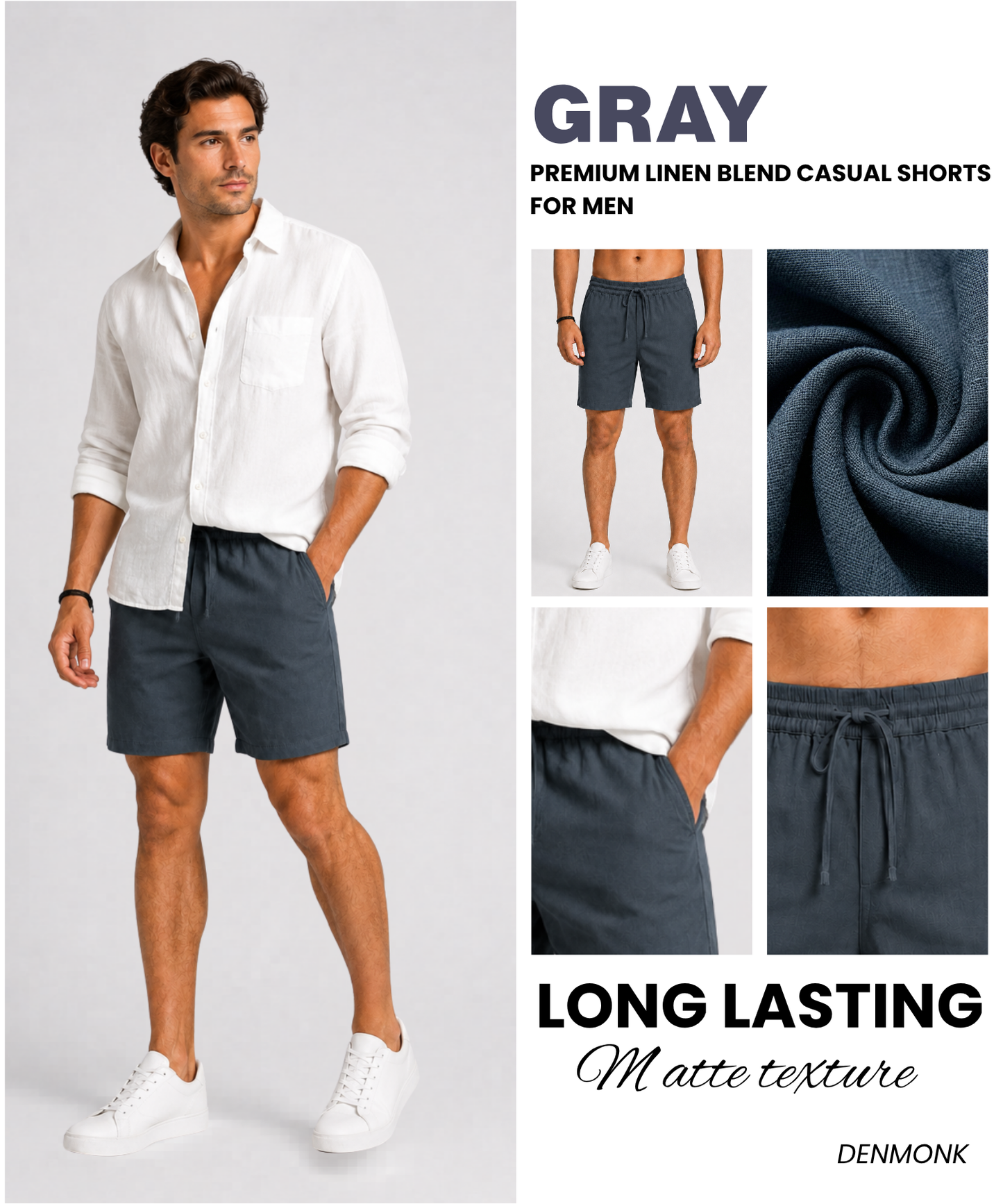 Men’s Imported Linen Blend Shorts – Soft Breathable 210 GSM Relaxed Modern Fit