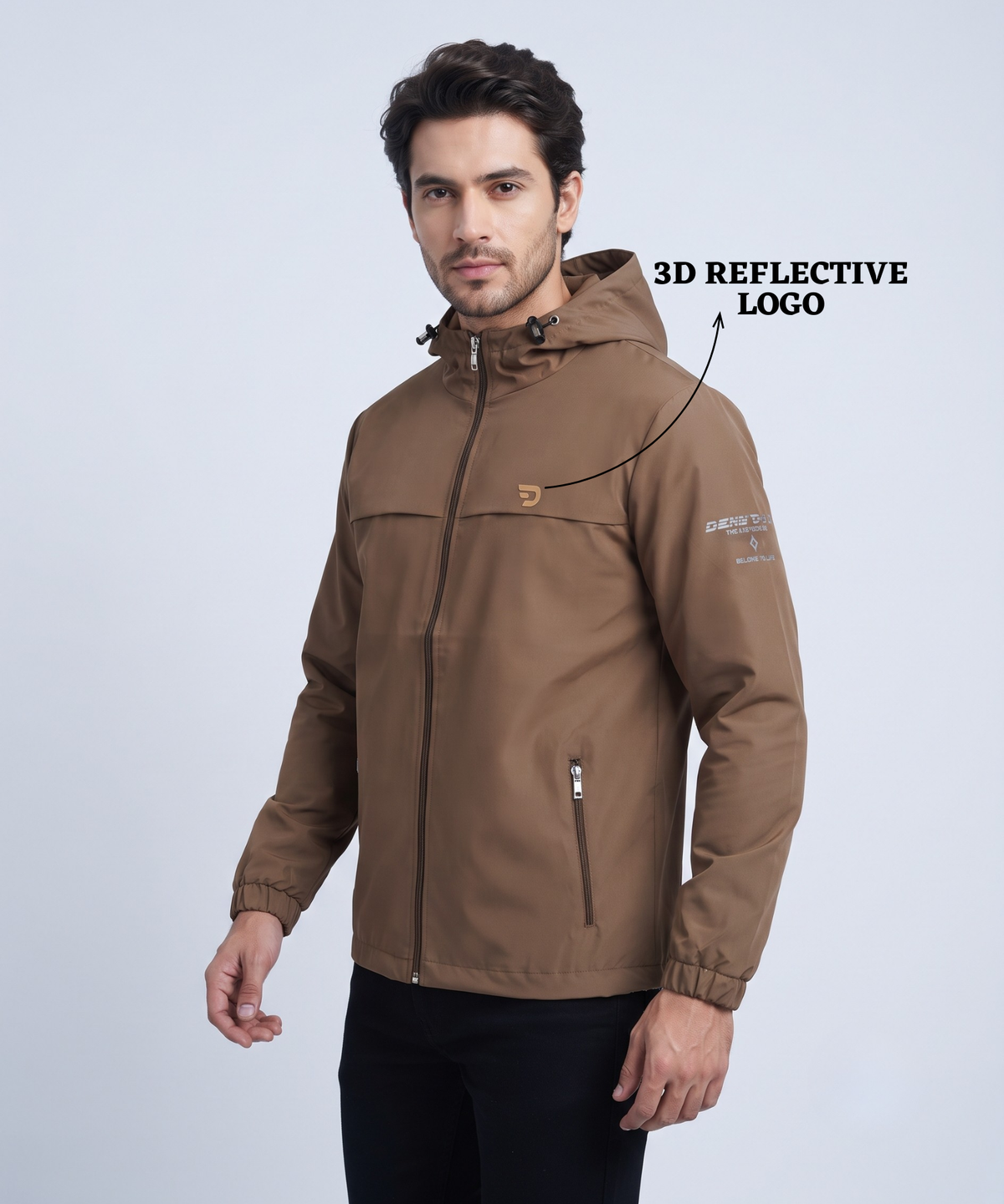 Men's Imported Mountain Dobby Hooded Jacket With Inner Lining Fabric| Front Zipper Closure | 350 GSM | Regular Fit
