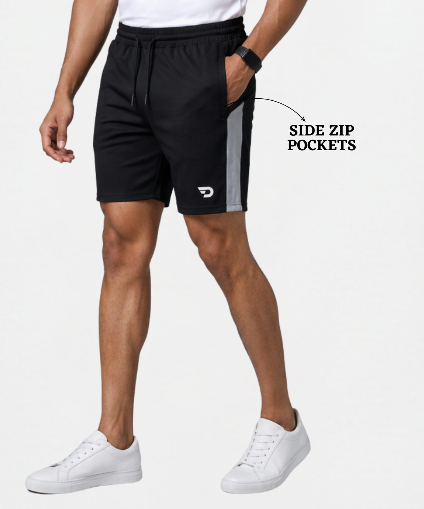 Imported Dobby Lycra Sports Shorts with Contrast Panels GSM 250