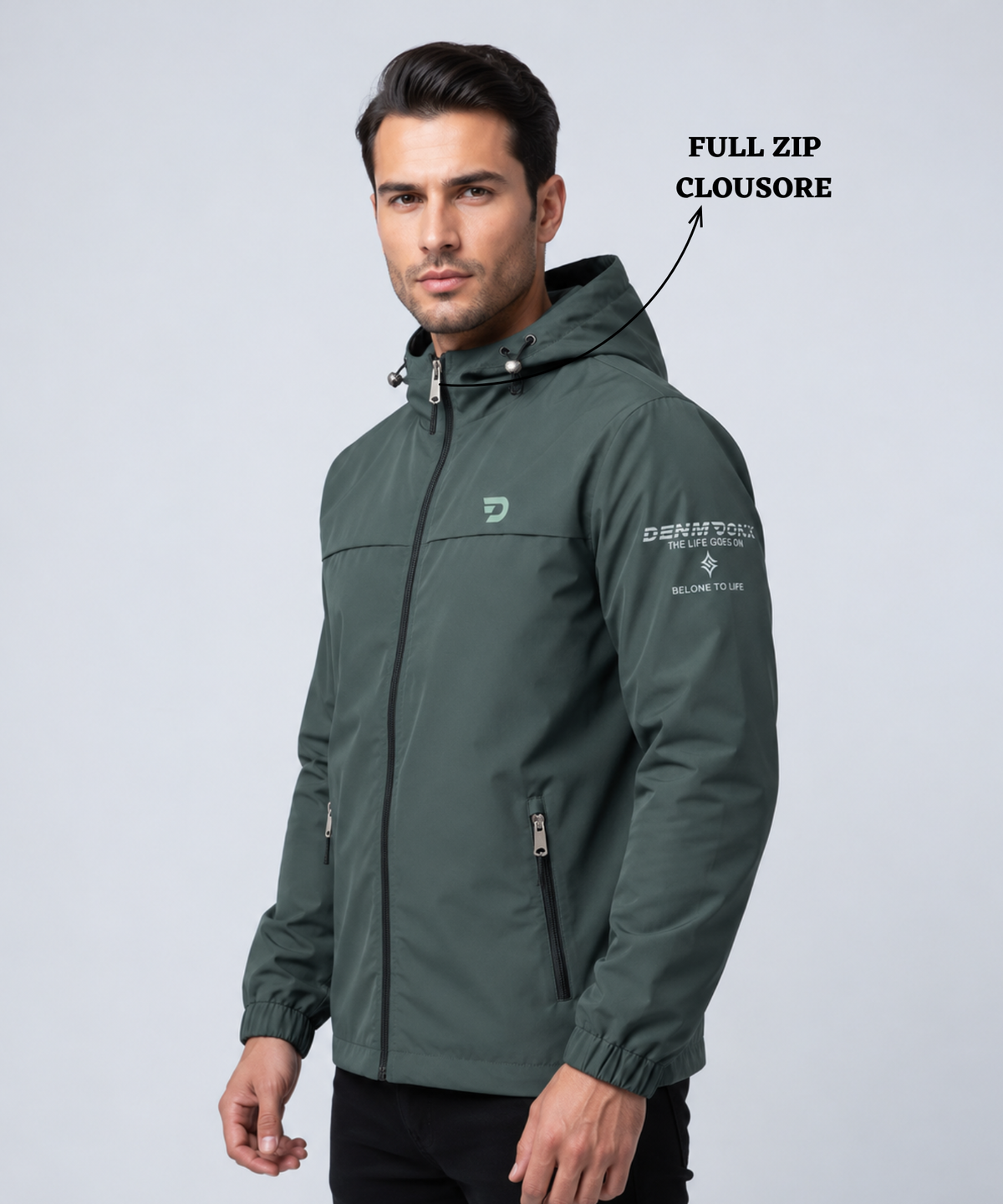 Men's Imported Mountain Dobby Hooded Jacket With Inner Lining Fabric| Front Zipper Closure | 350 GSM | Regular Fit