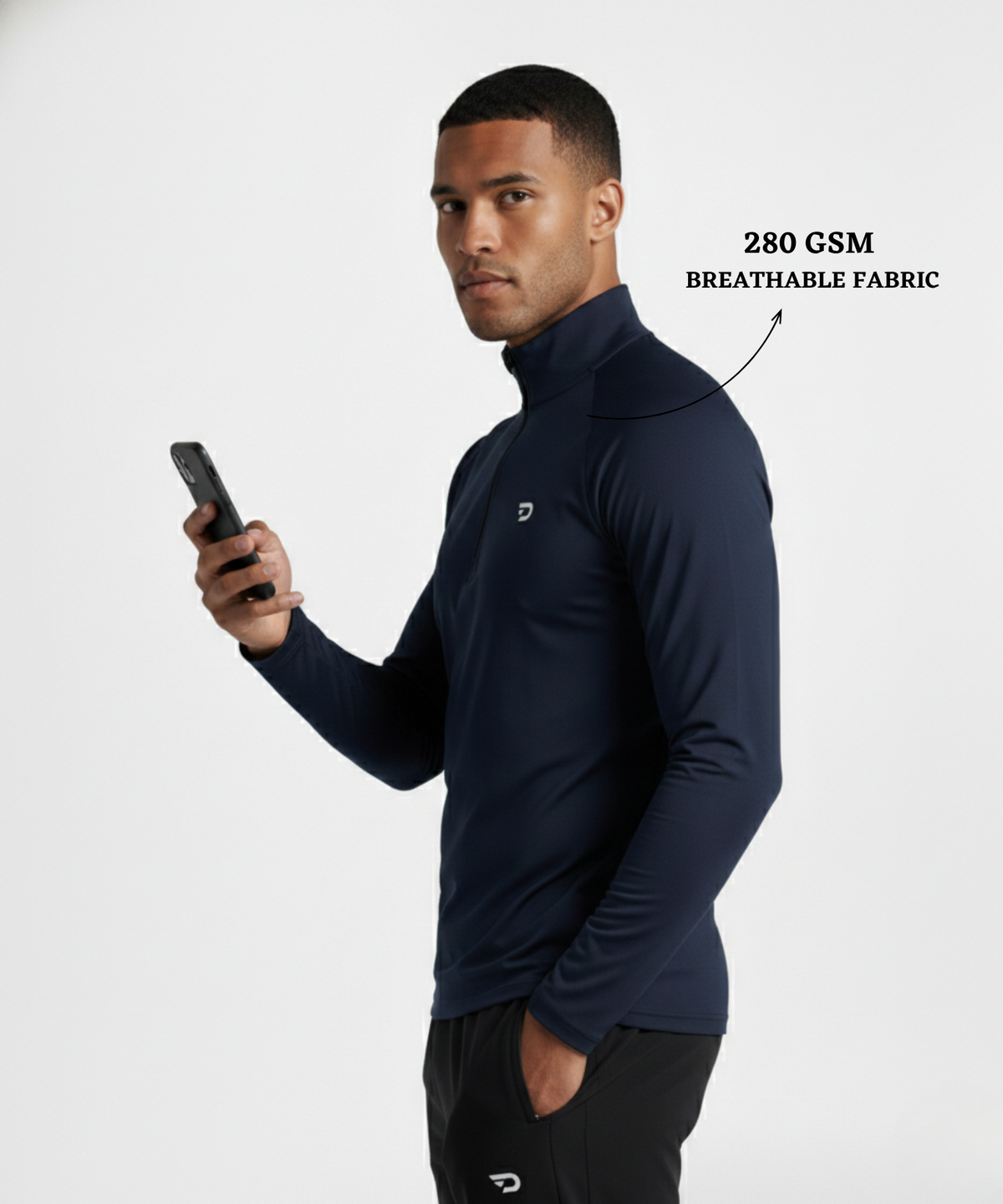 Premium 4-Way Lycra Performance Half-Zip T-Shirt | 250 GSM | Regular Fit