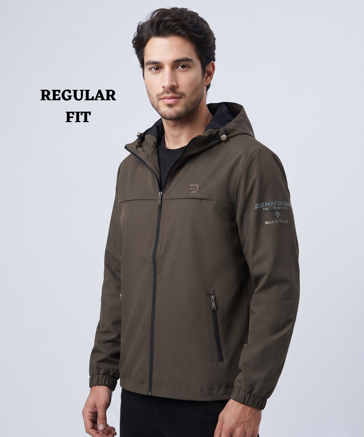 Men's Imported Mountain Dobby Hooded Jacket With Inner Lining Fabric| Front Zipper Closure | 350 GSM | Regular Fit