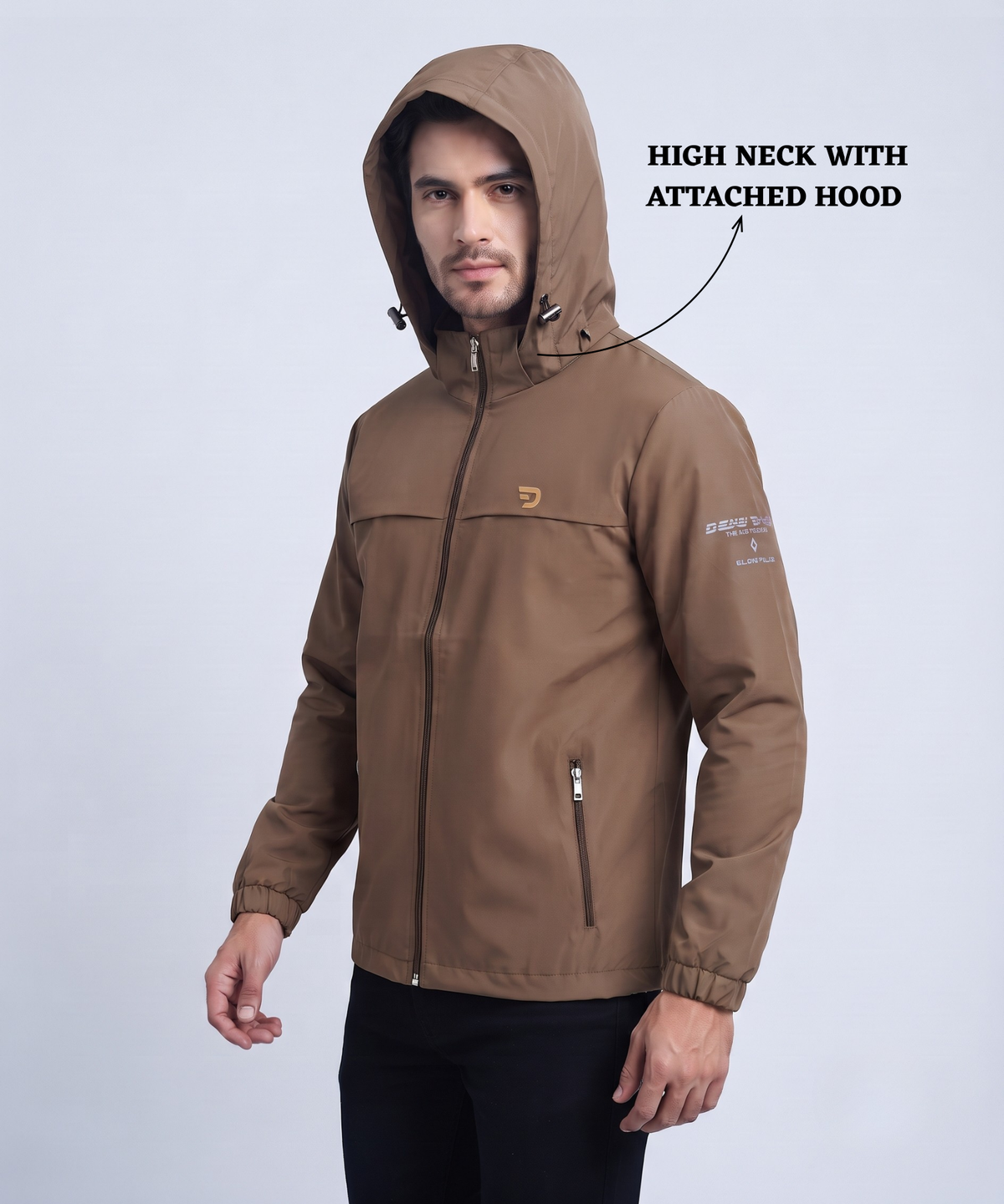 Men's Imported Mountain Dobby Hooded Jacket With Inner Lining Fabric| Front Zipper Closure | 350 GSM | Regular Fit