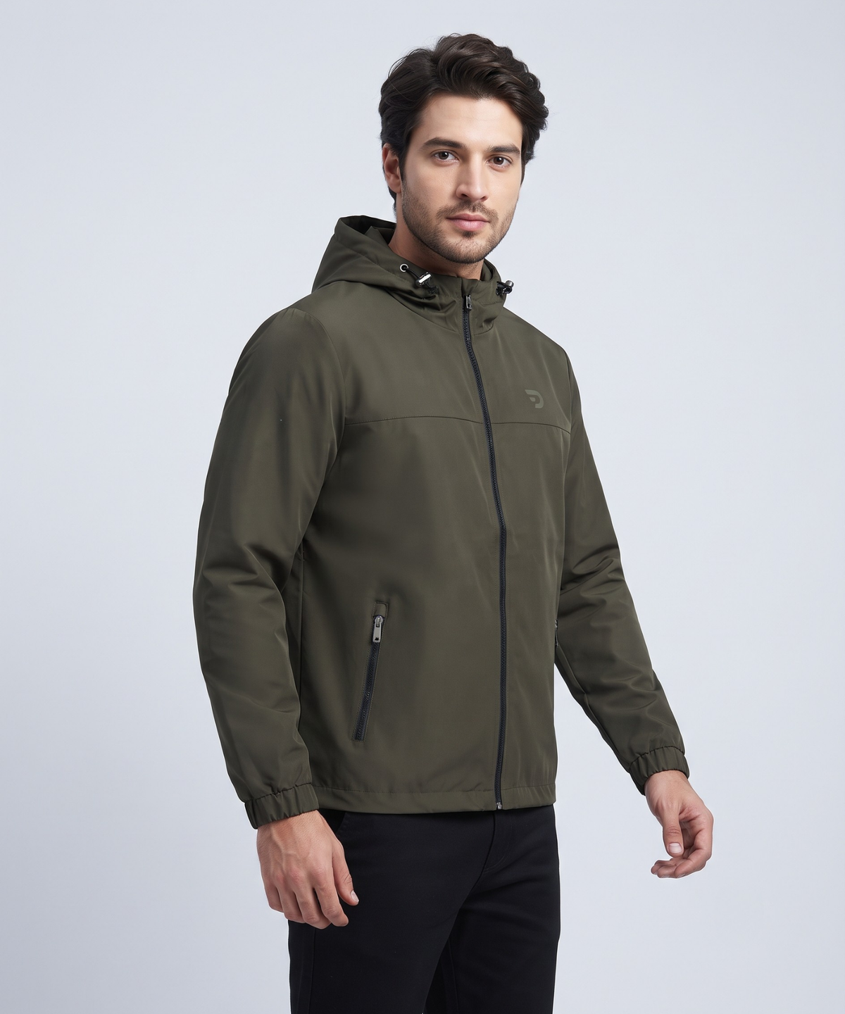 Men's Imported Mountain Dobby Hooded Jacket With Inner Lining Fabric| Front Zipper Closure | 350 GSM | Regular Fit