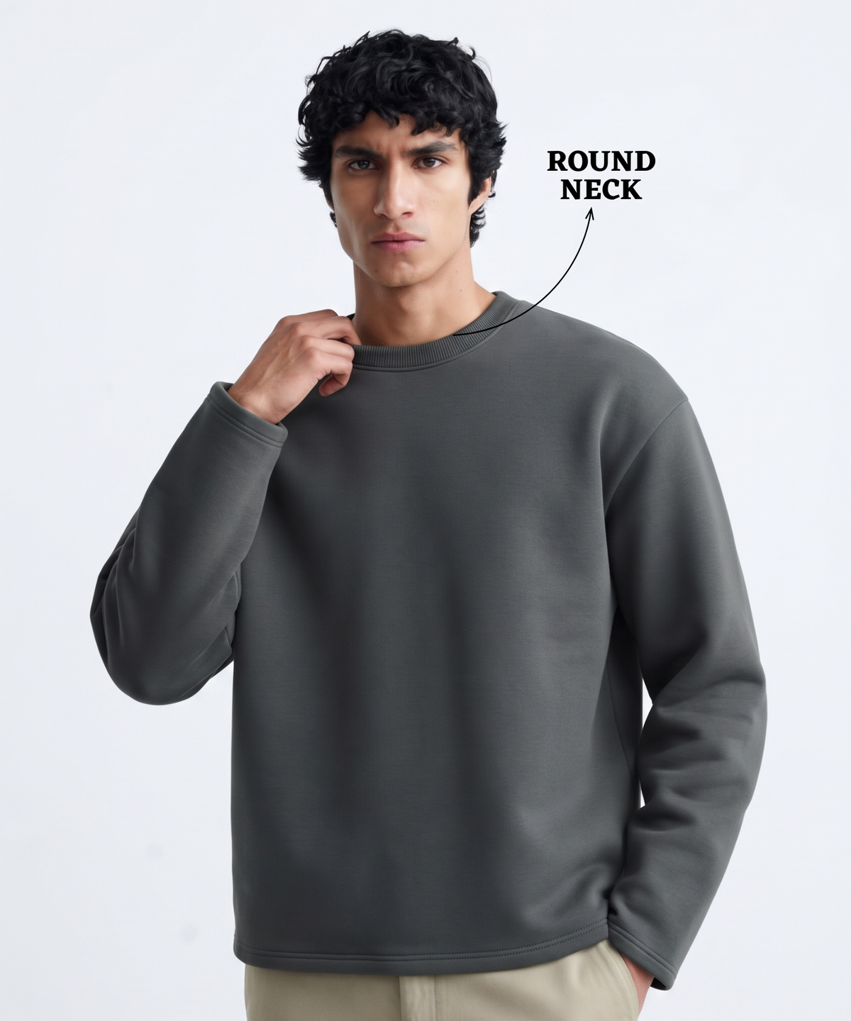 Denmonk Men's Imported Cotton Feel Fleece Full Sleeve SweatShirt | 380 GSM | Boxy Fit