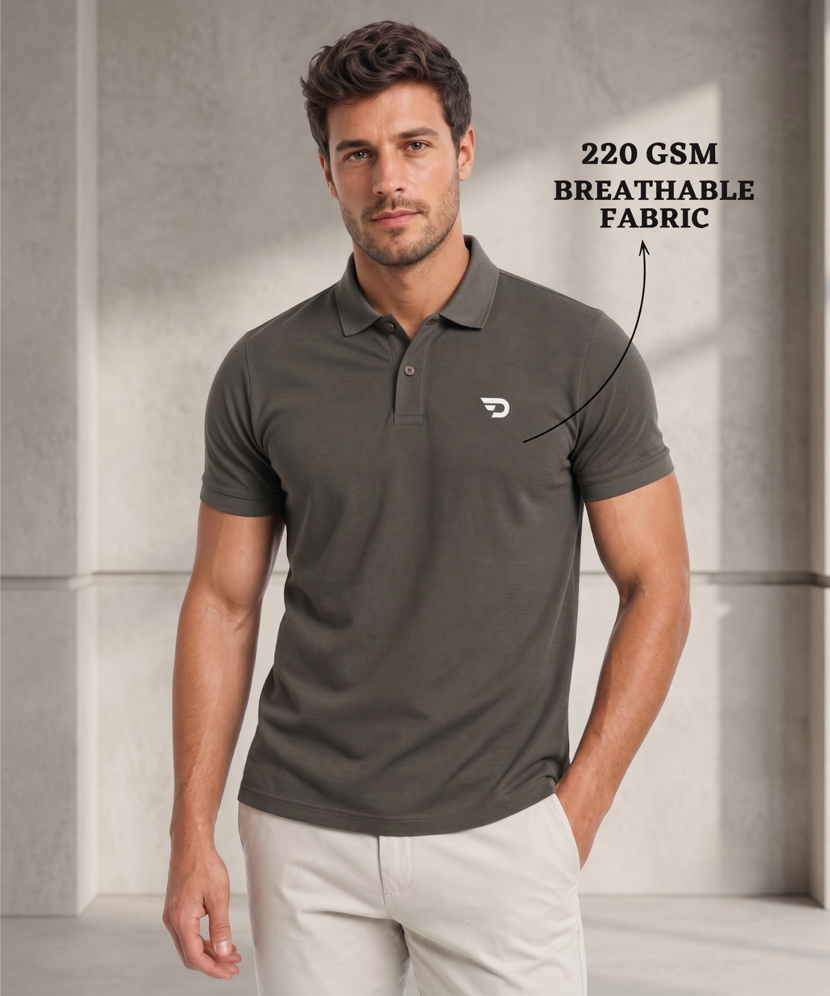 Denmonk Men's Honeycomb Jacquard Polo T-Shirt | Textured Knit | Regular Fit | 220 gsm