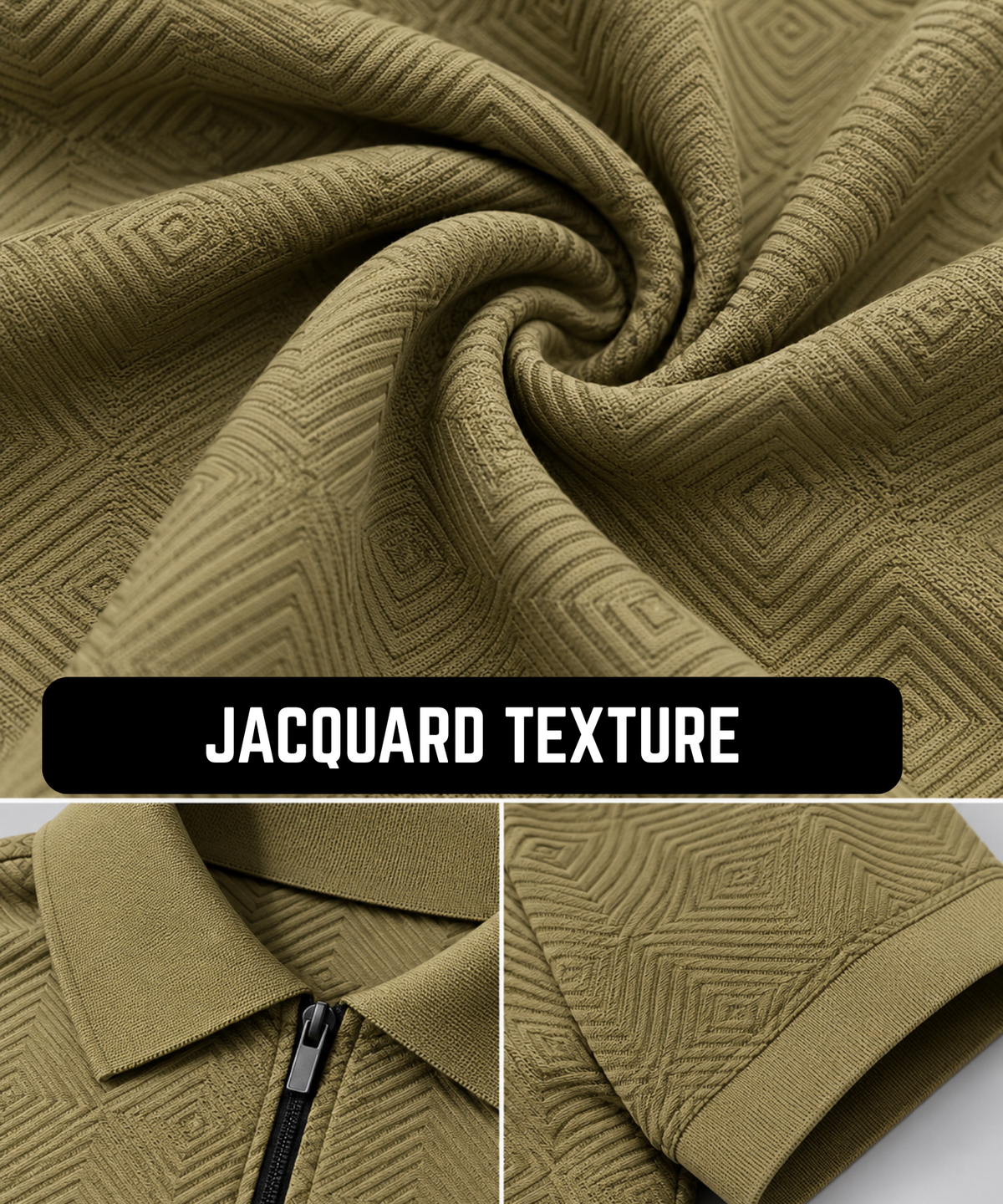 Denmonk Men's  Imported Jacquard Polo T-Shirt with Quater Zipper | 220 GSM | Regular Fit