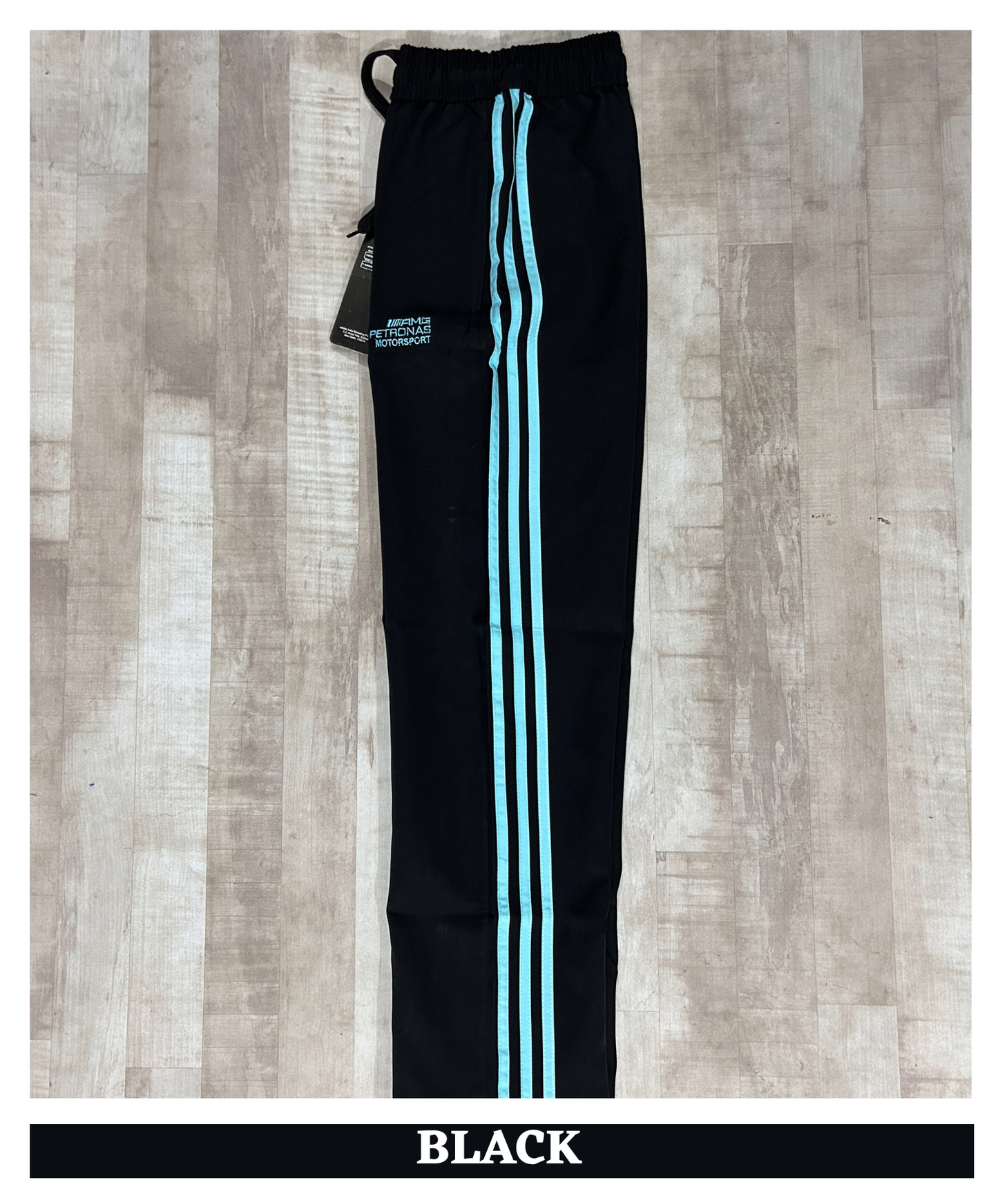 Imported NS Terry Lycra Trackpant (180–190 GSM) – Aqua Blue 3 Stripe Edition | Embroidery Logo