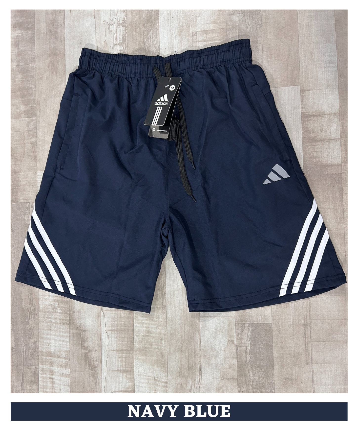 Imported Ns Parachute Lycra Shorts (15% Lycra 130 GSM) | Diagonal Triple Stripe