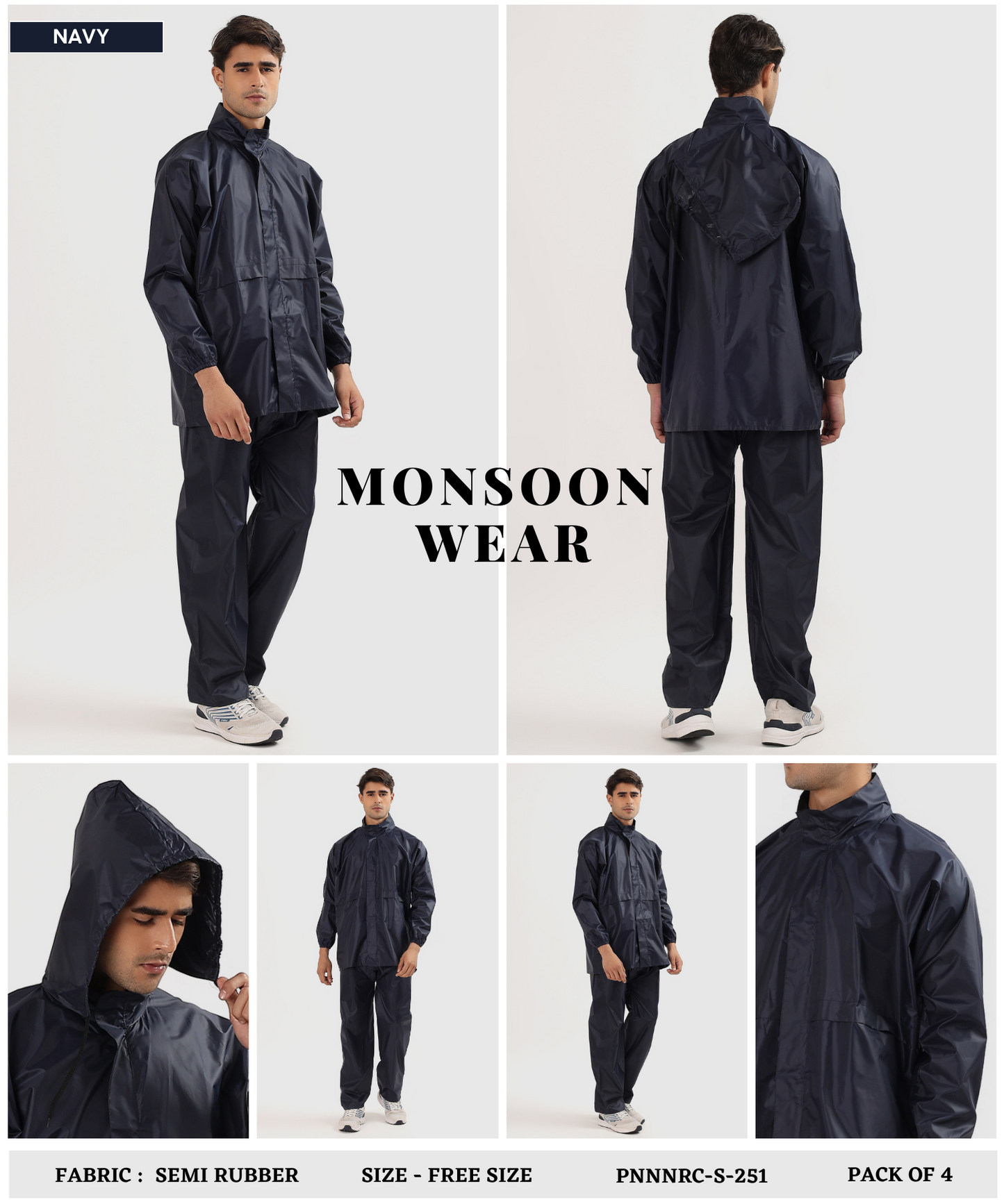 Men’s Semi-Rubber Rain Suit – Free Size