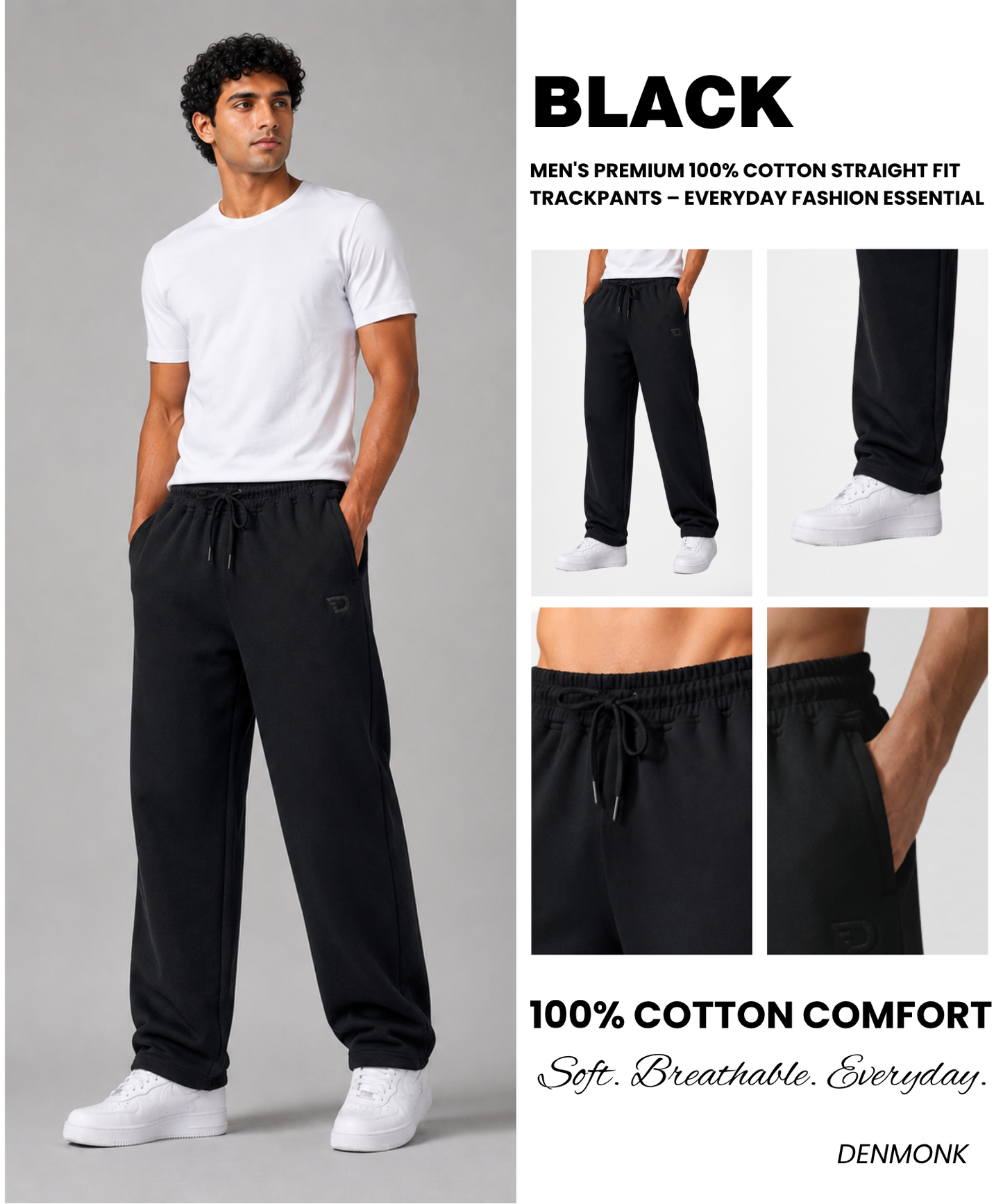 Men's Premium 100% Cotton Straight Fit Trackpants – Everyday Fashion Essential