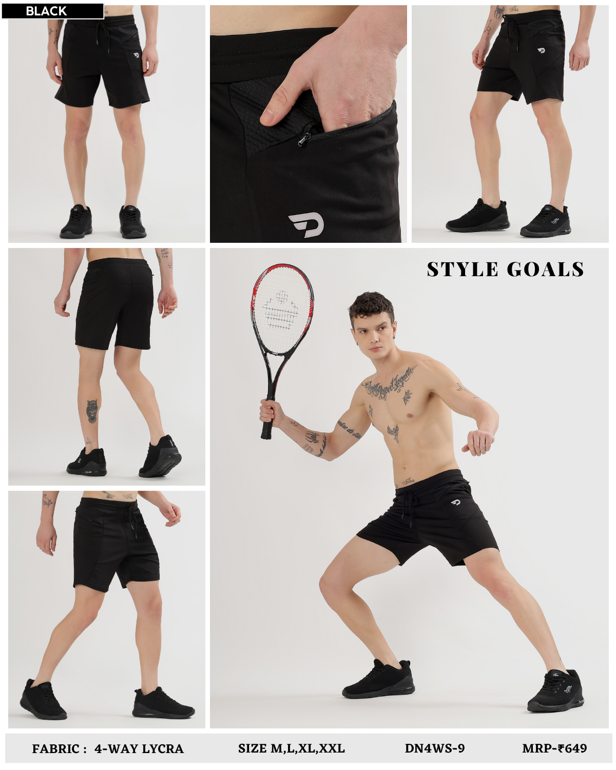 Imported 4way Taiwan Lycra Shorts (GSM 260)